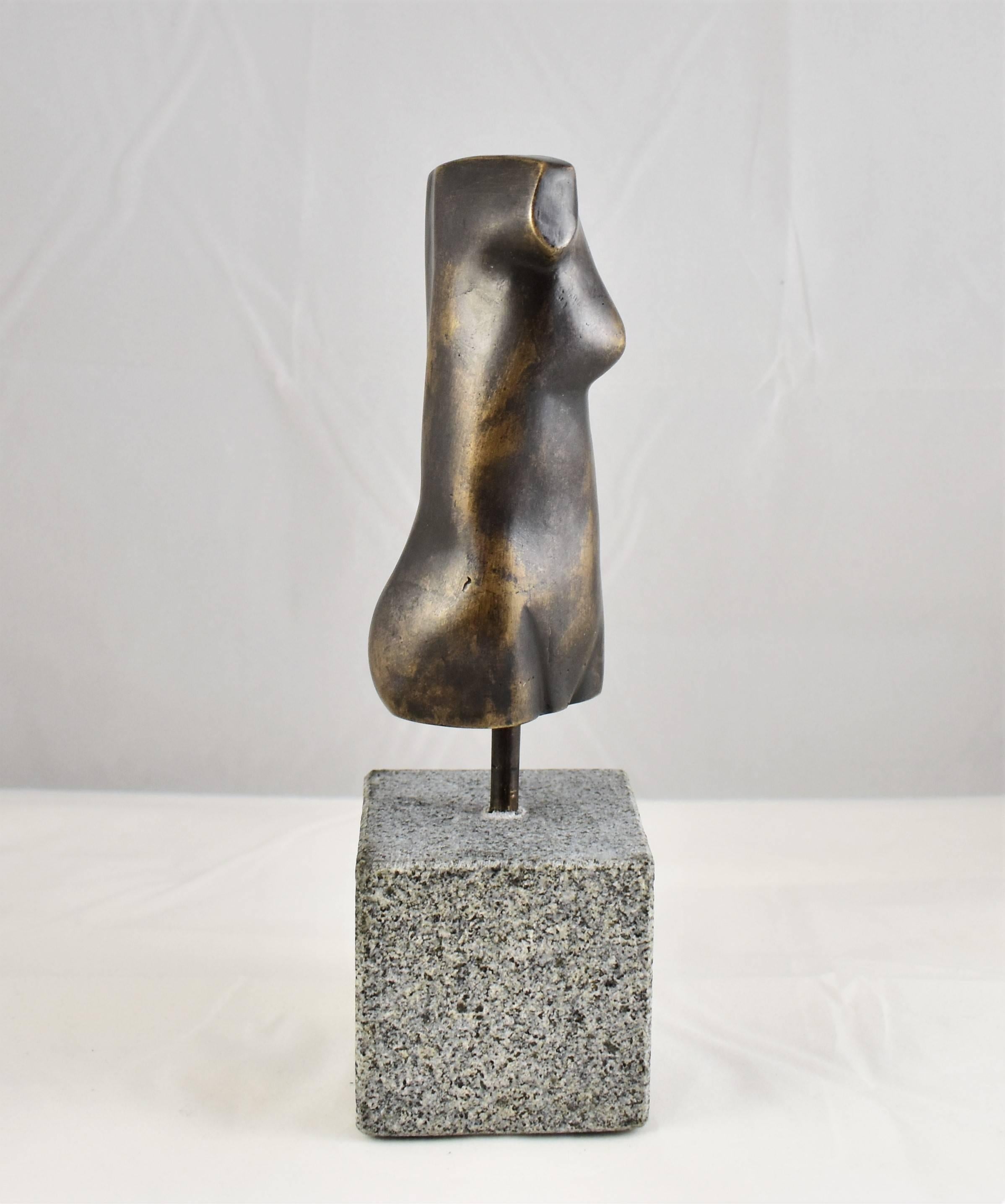 Modern Bronze Hand Cast Figurative Sculpture a Female Torso, Brown Gold Patina In Excellent Condition For Sale In London, GB