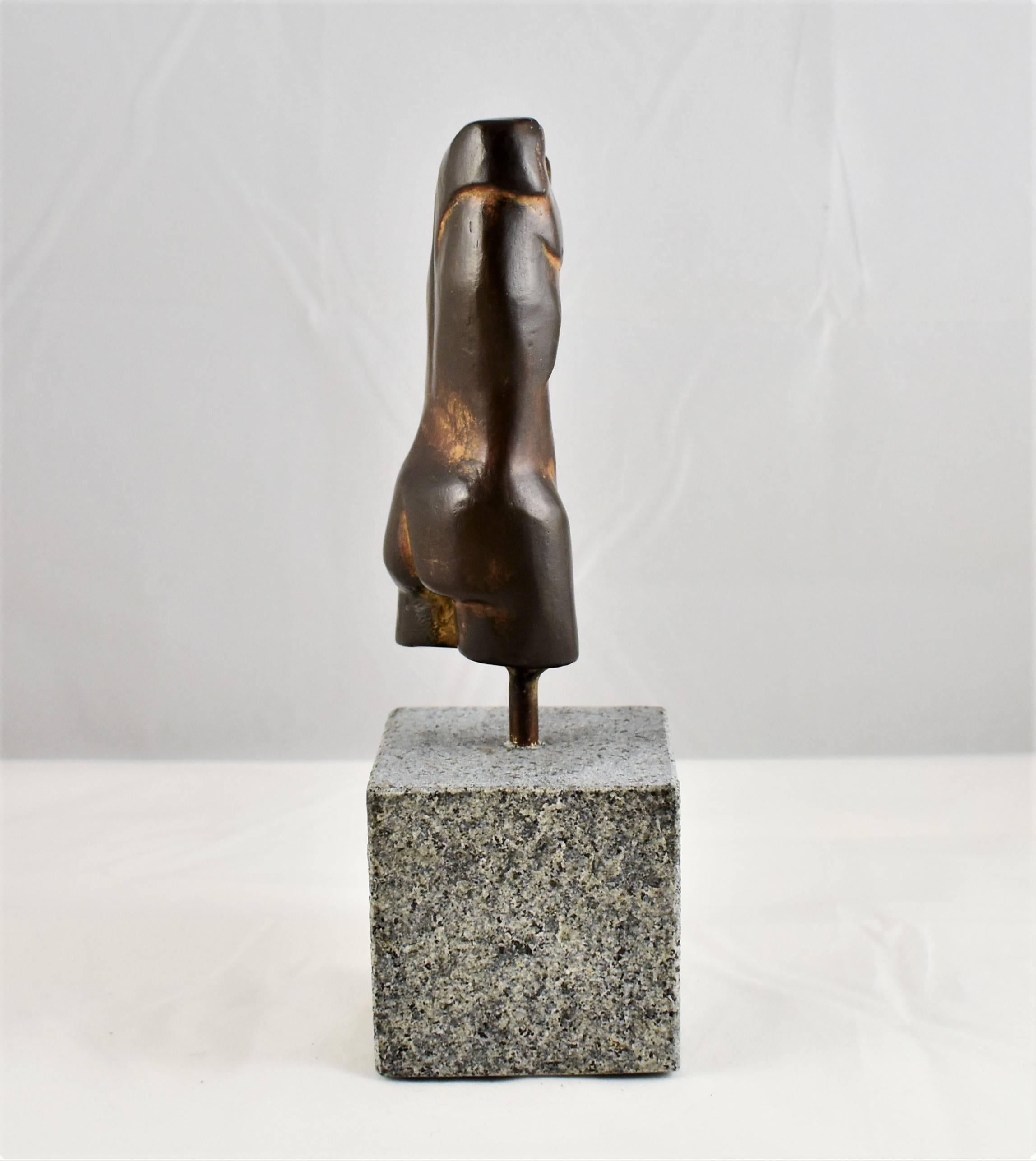 Contemporary Modern Bronze Hand Cast Figurative Sculpture a Male Torso, Rust Patina For Sale
