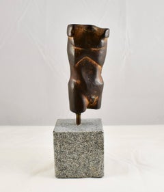 Modern Bronze Hand Cast Figurative Sculpture a Male Torso, Rust Patina