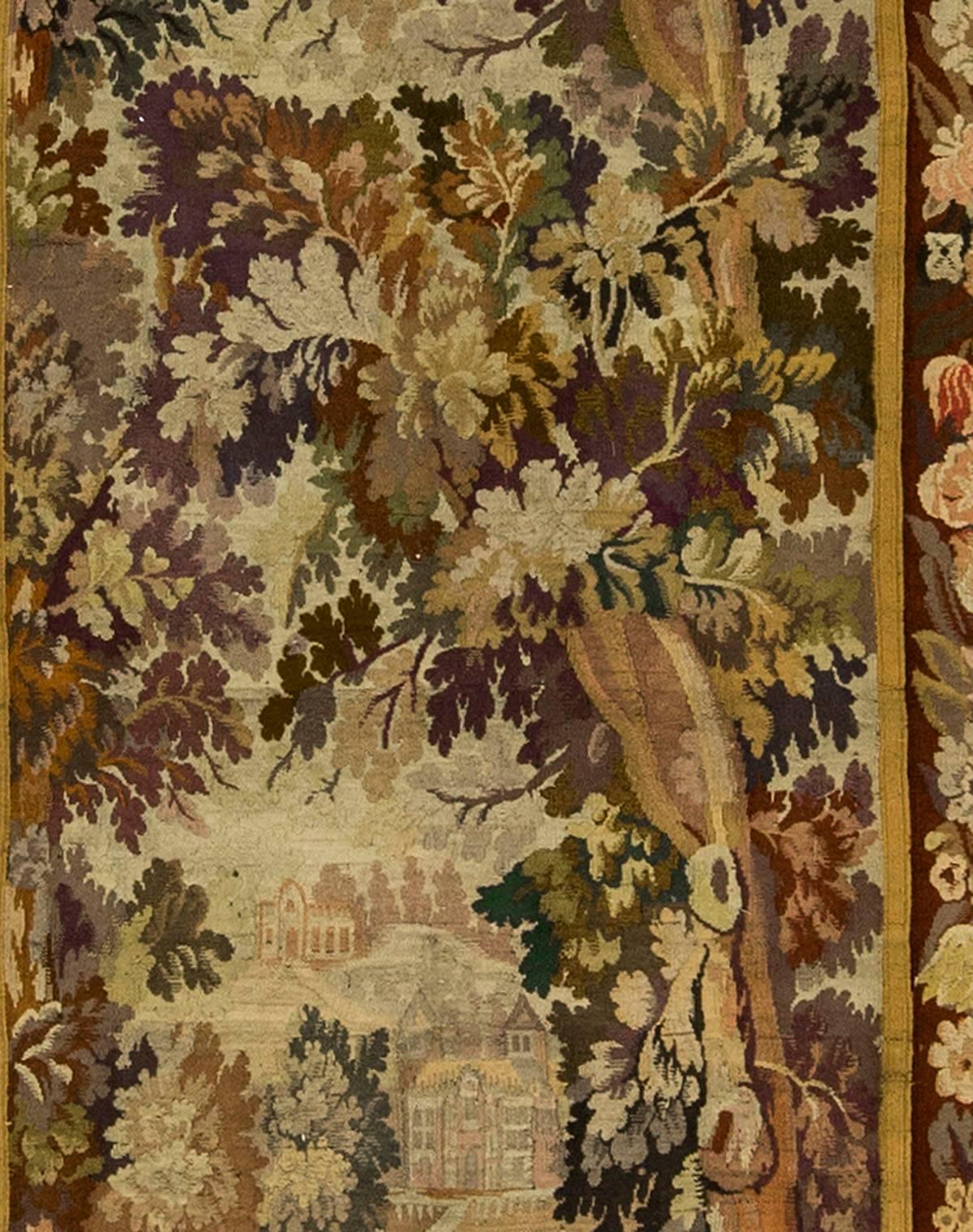 Hand-Woven 19th Century French Countryside Scene Tapestry 4'4 x 9'4 For Sale