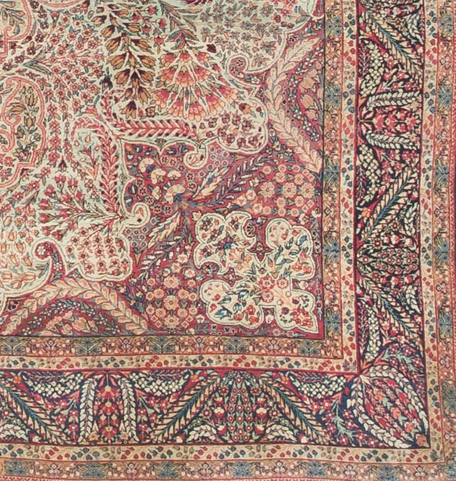 Hand-Knotted Antique Persian Kerman Rug Circa 1900 For Sale