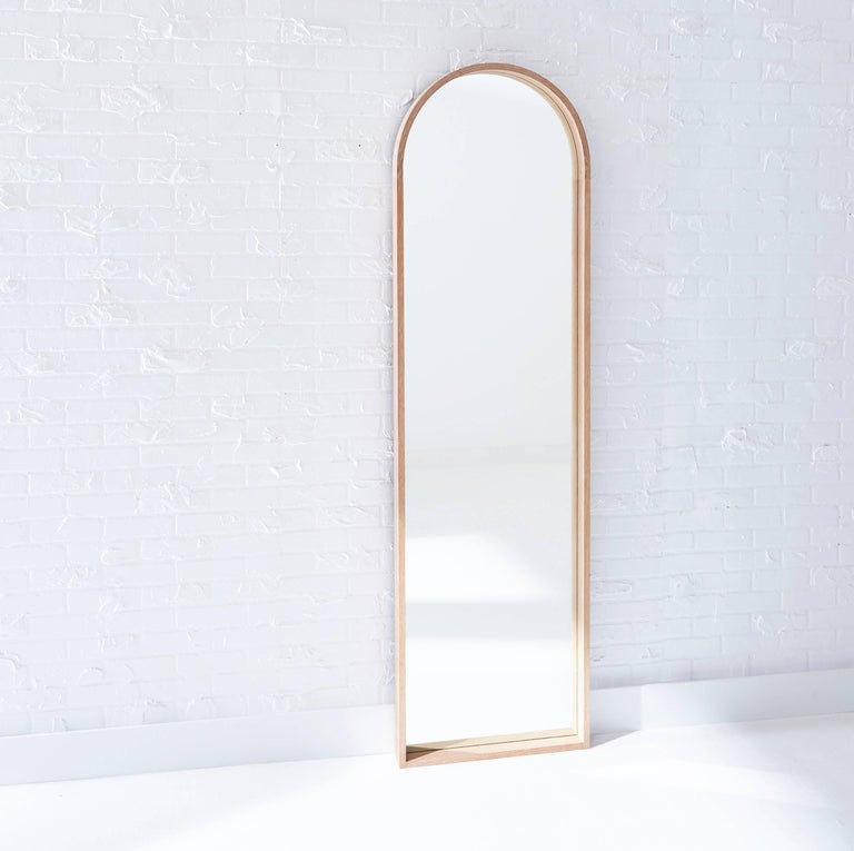 Arched Shaker Full Length Floor Mirror in White Oakwood For Sale at 1stdibs