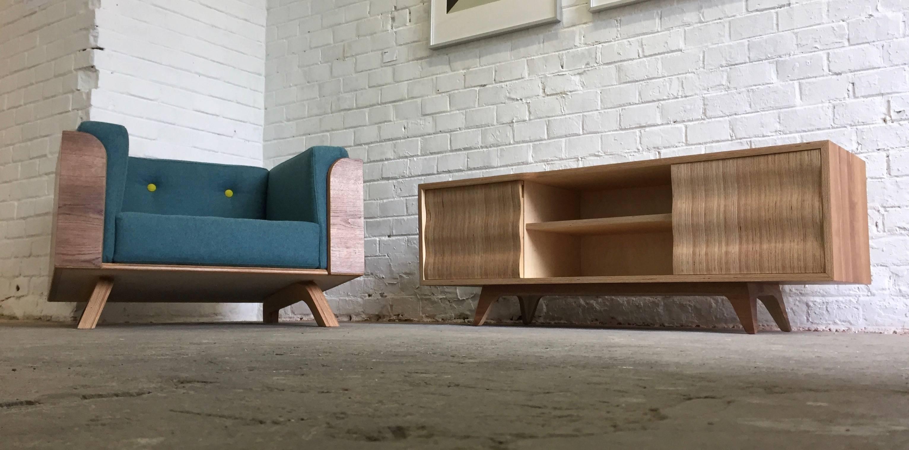 Plywood Barfield Sideboard, Designed and Handcrafted in Vienna by Lee Matthews For Sale