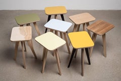 Hoscha Stool, hand veneered plywood stool, designed and made by Lee Matthews