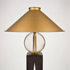 Contemporary V Lamp Hardwood, Solid Glass and Brass