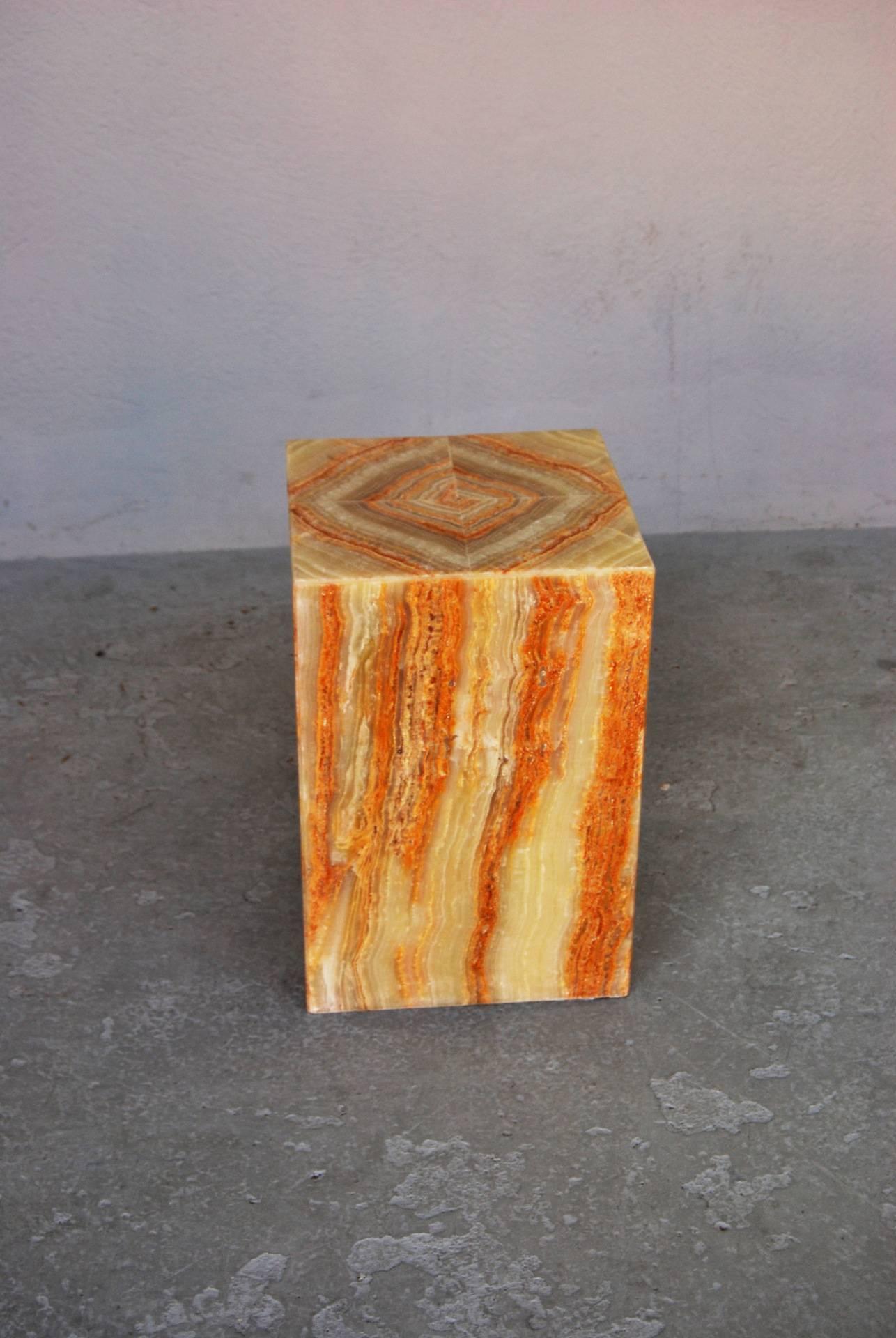 20th Century Pair of Mid-Century Modern Onyx Cube Lights For Sale