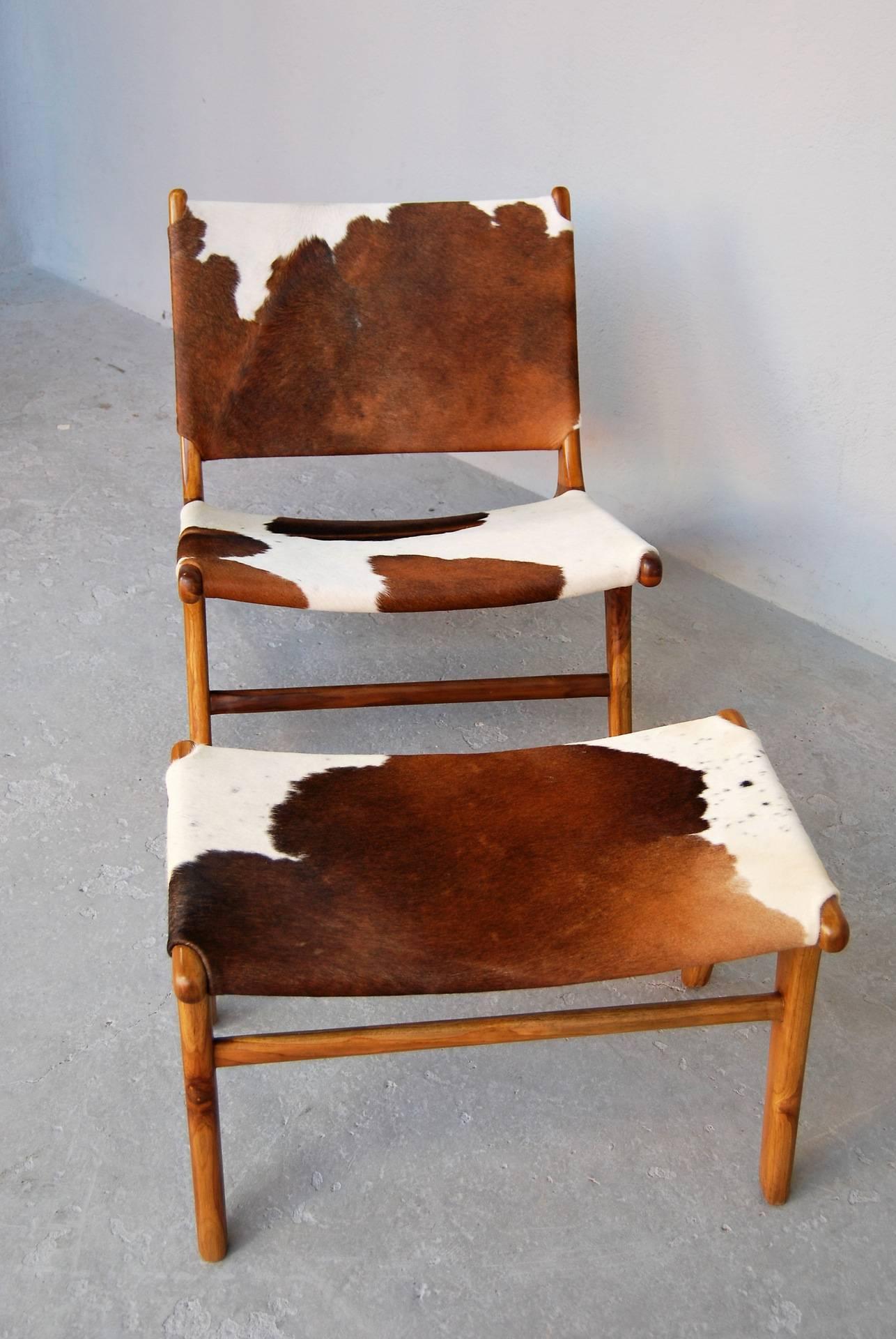 Midcentury armchairs with ottoman work North of Europe.
Teak and leather.