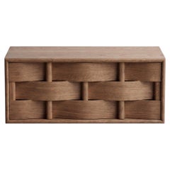 Table de chevet/table de nuit 60 tissée en chêne fumé de Ringvide, Scandinave