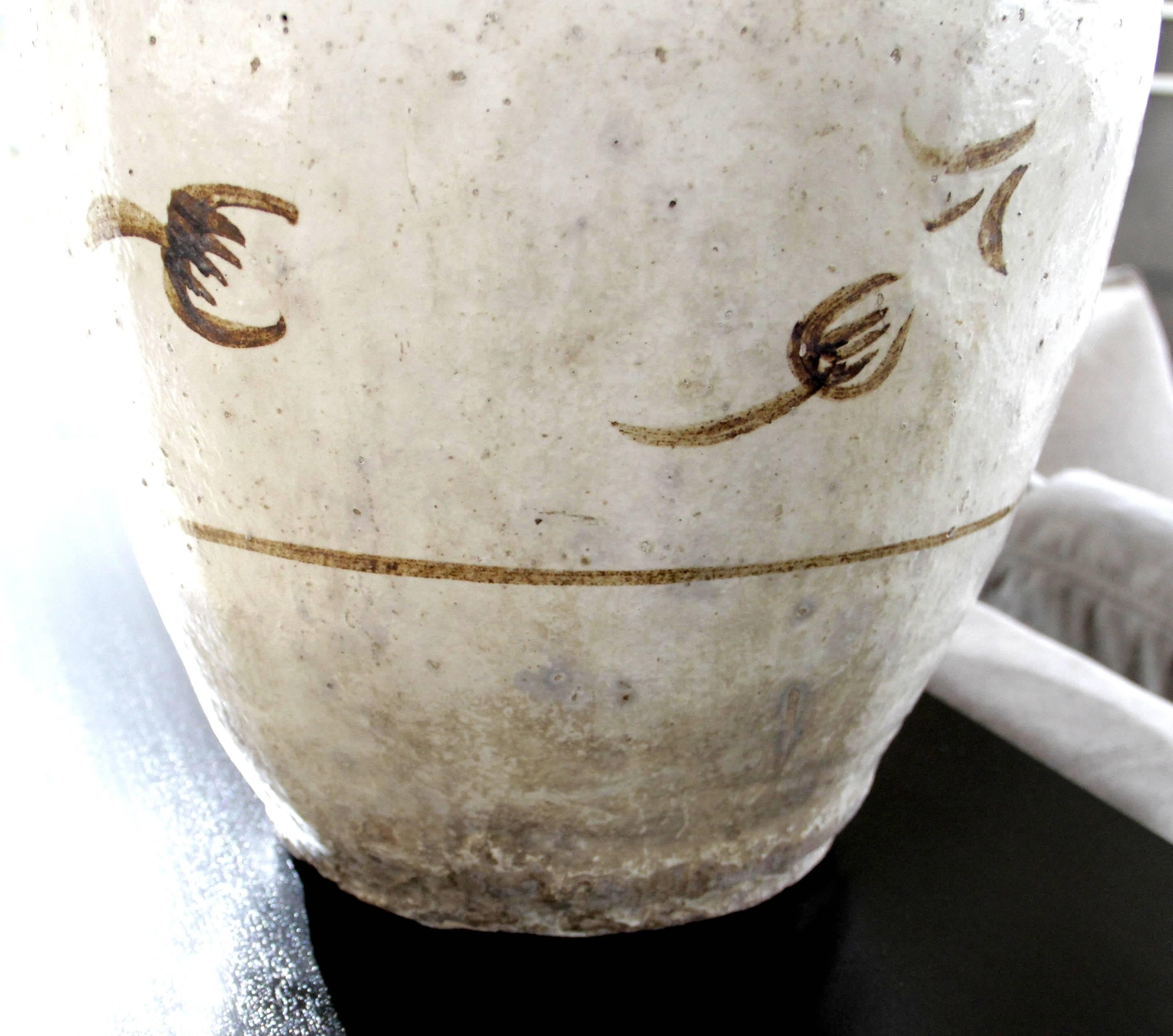 Pair of Chinese Wine Storage Jar Vase Lamps New Shades 16th Century Brown Beige 1