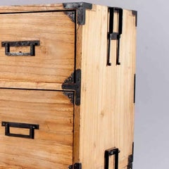 Japanese Tansu Pair Console Sideboard Storage Bedside Table Chest Bronze Beige