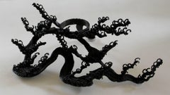 Bronze Usubata Hokusai Waves Candleholder Dish Decor Flower Vase Japan Meiji