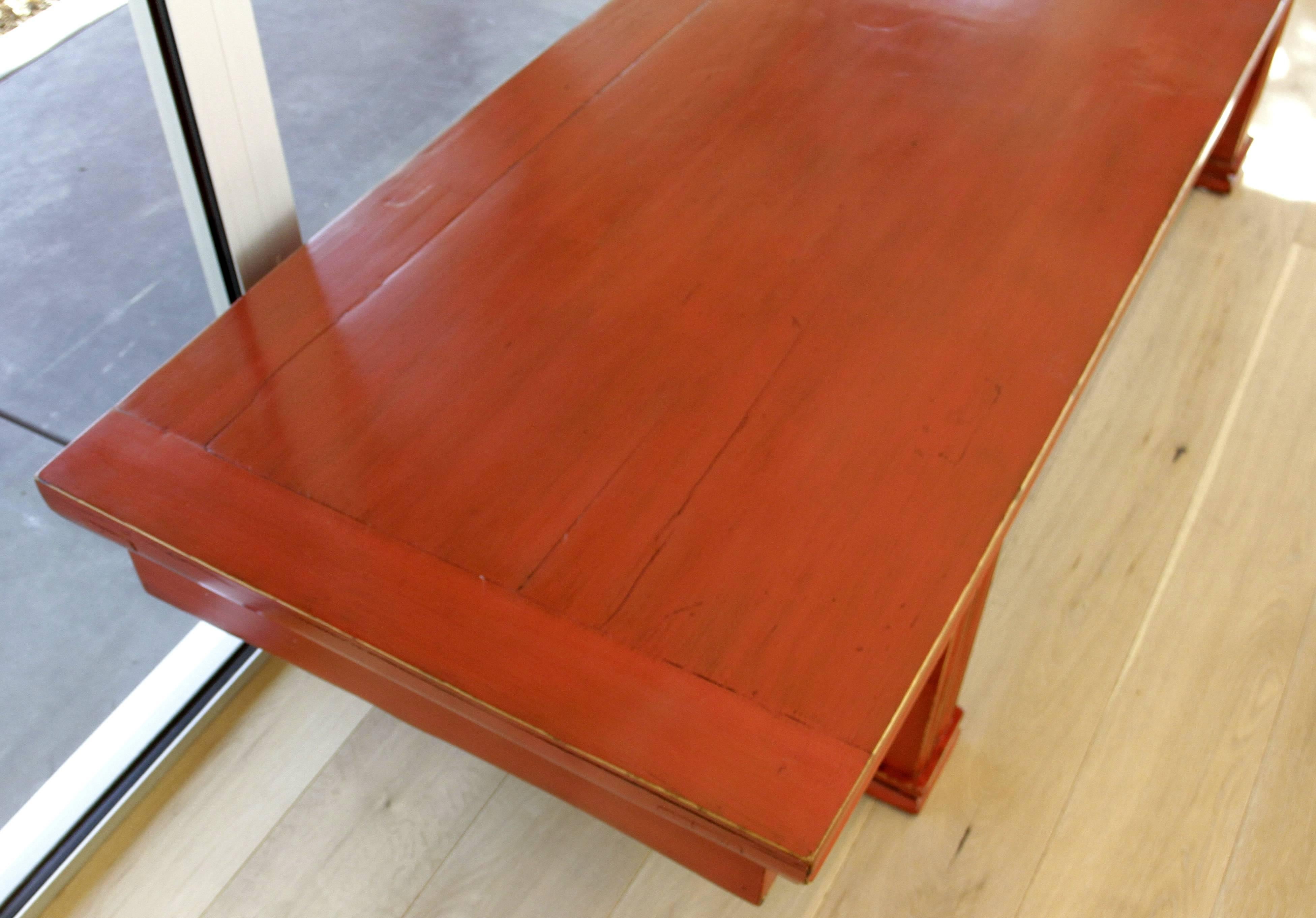 Red Lacquer Bench Chinese Low Table Bench China Elmwood For Sale 1