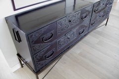 Tansu Japanese Sado Island Cedar Console Sideboard Bedside Table Cabinet, Meiji