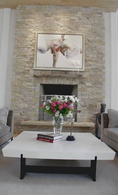 Coffee Table Parchment Bronze Beige Modern Contemporary