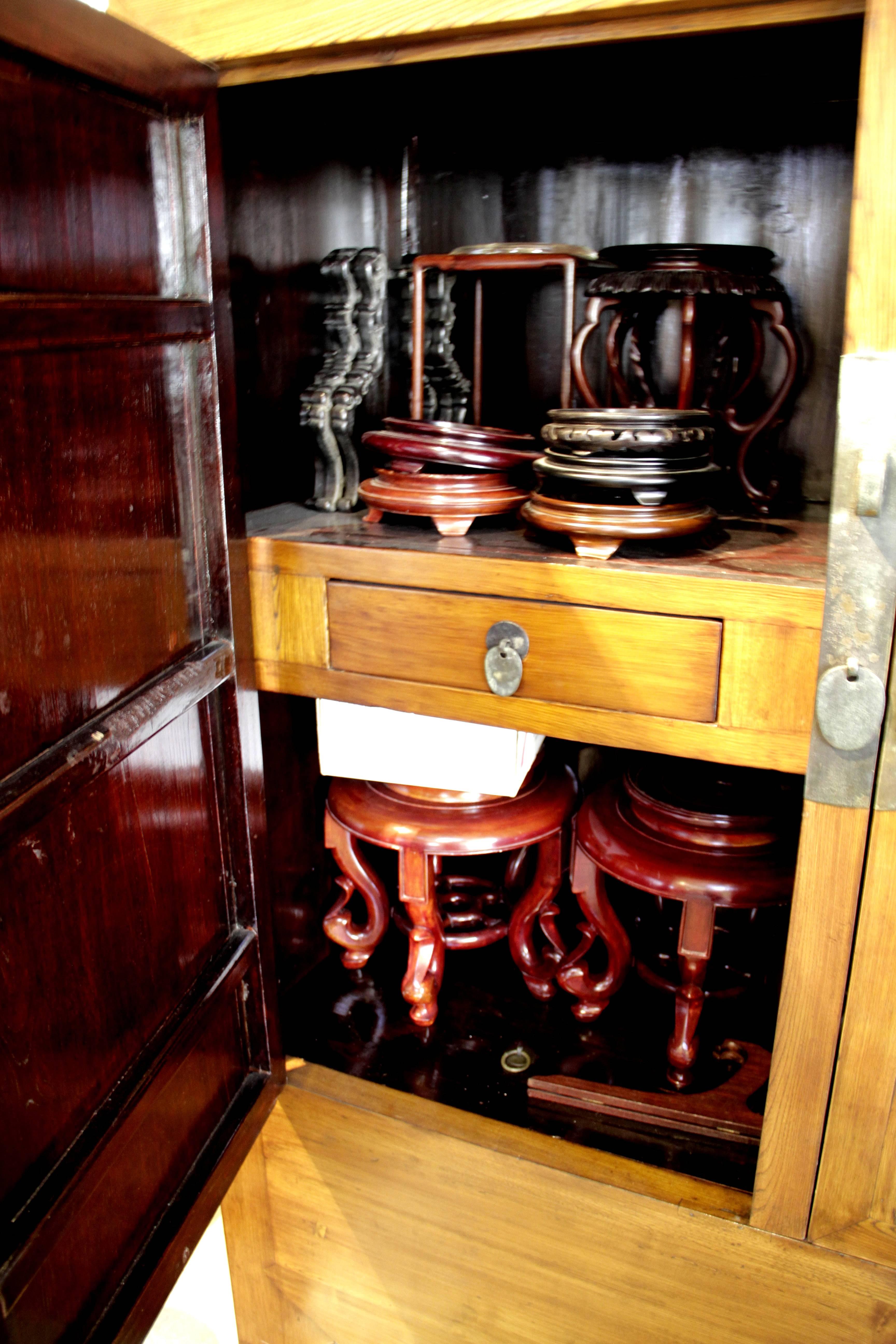 Pair of Cabinets Elmwood China Qing Dynasty 1