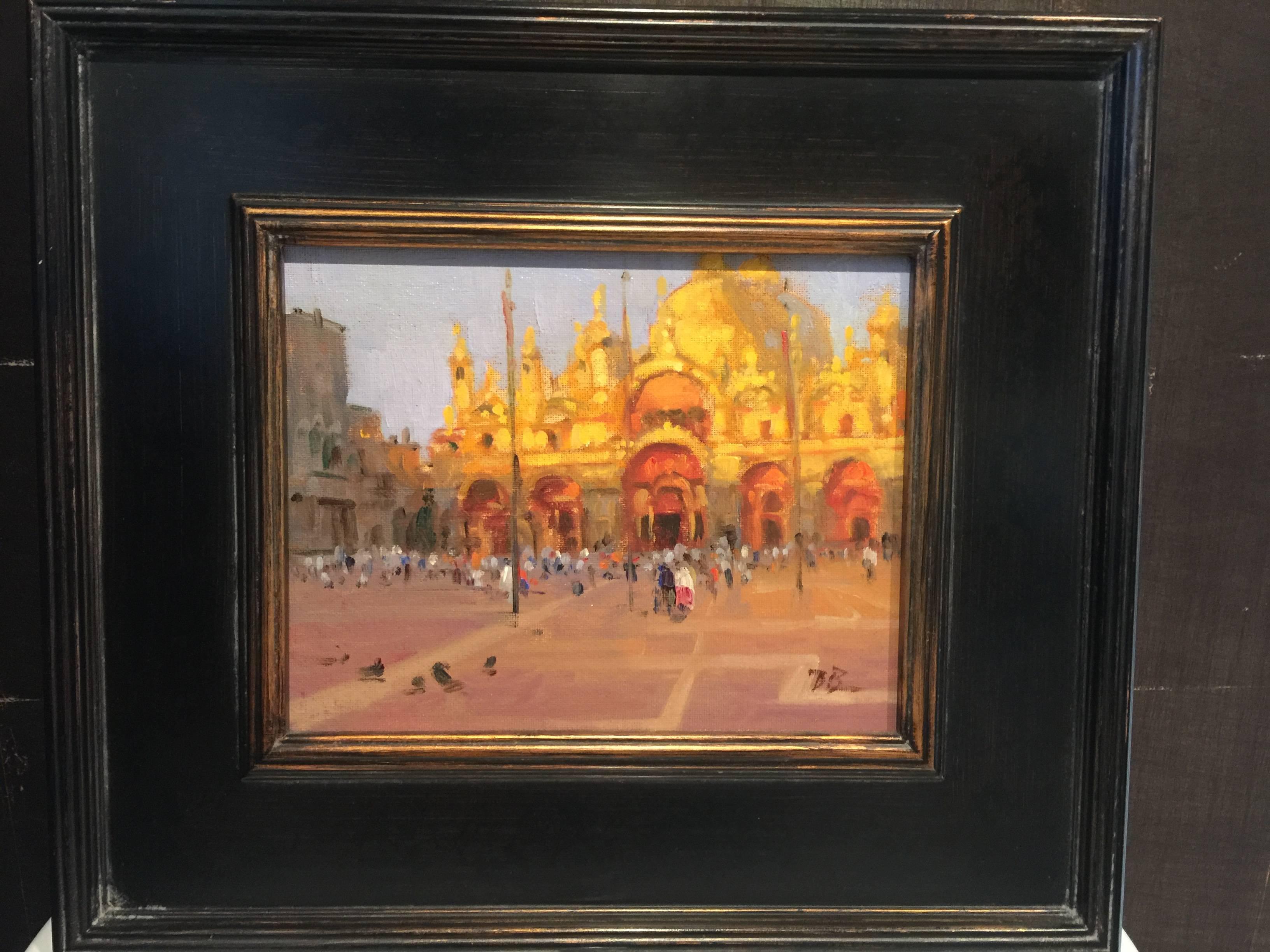Hand-Painted Brian Blood California Impressionist San Marco's Piazza Venice, 2013