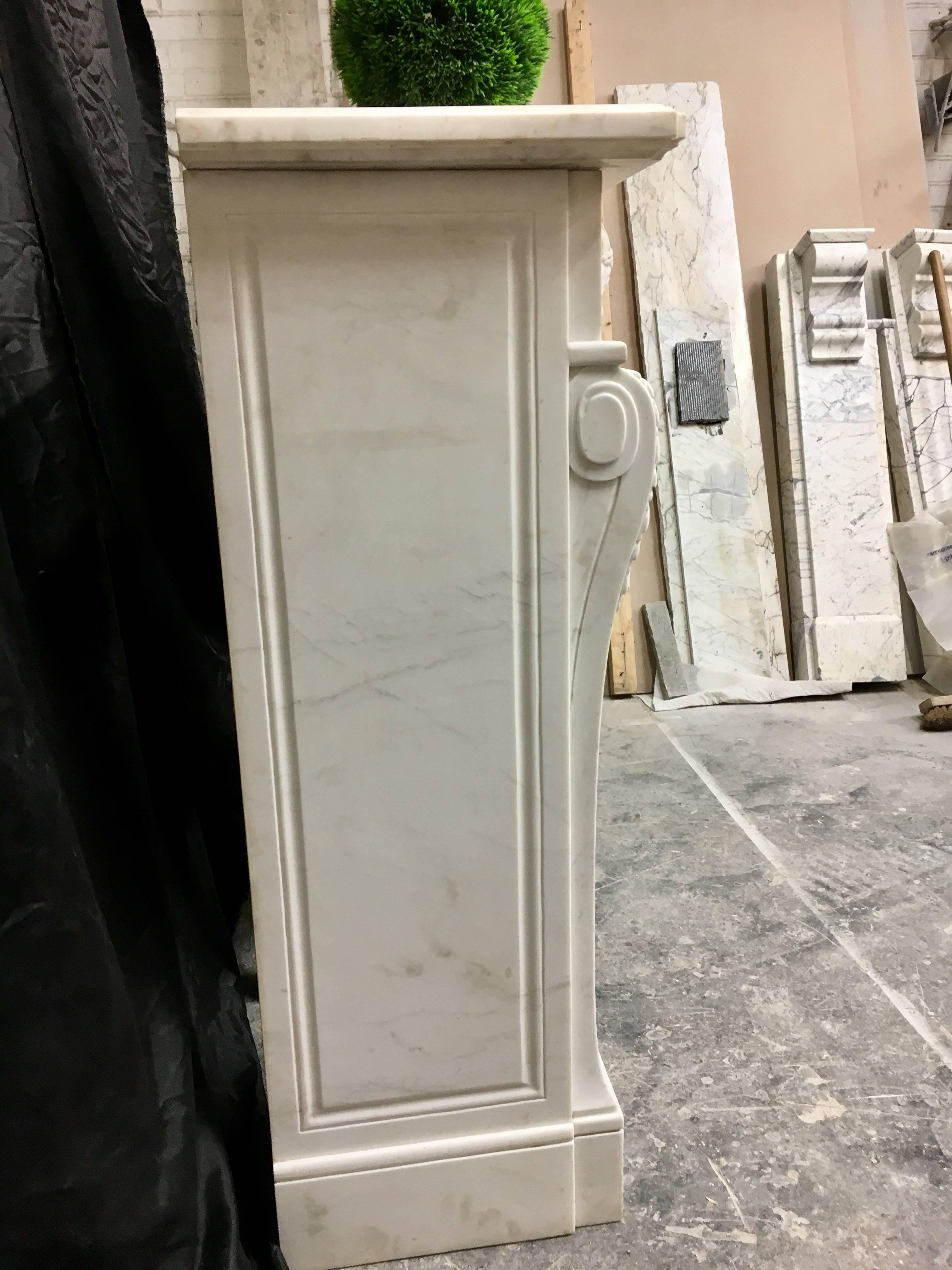 Late 20th Century Period Statuary Marble Fireplace Surround For Sale