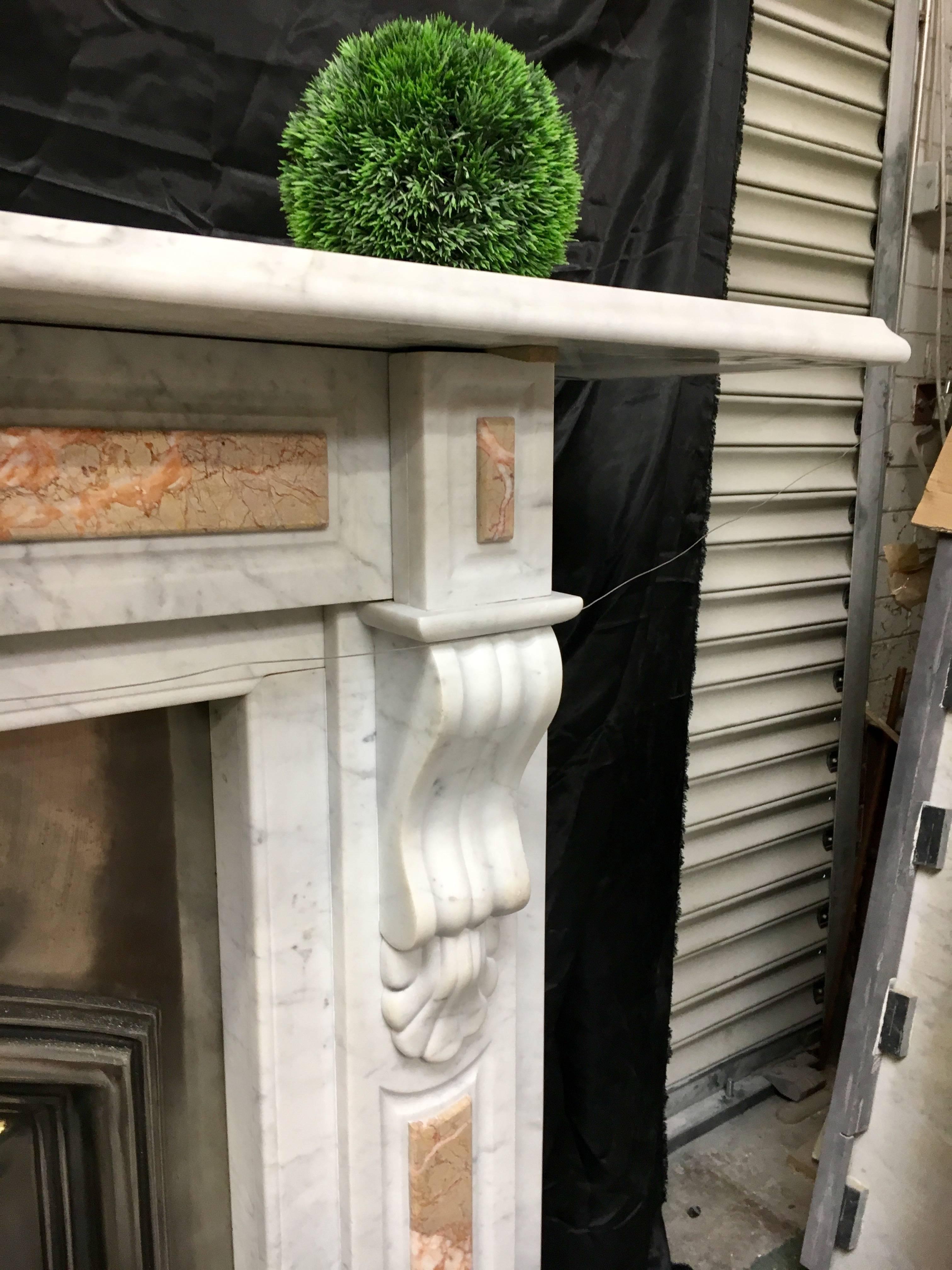 English Large Antique Victorian Marble Fireplace Surround