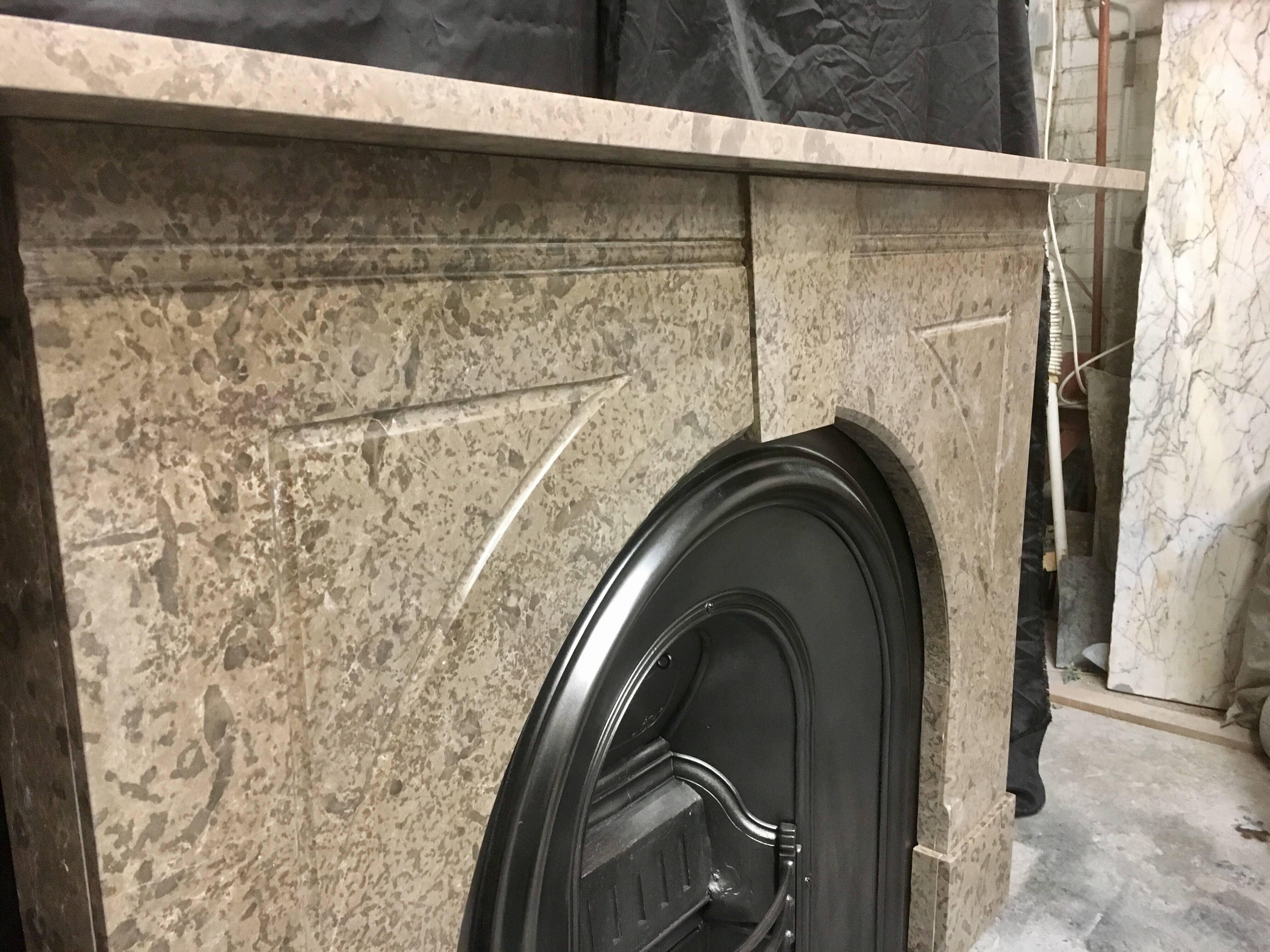 Late 19th Century Antique Late Victorian Arched Marble Fireplace Surround