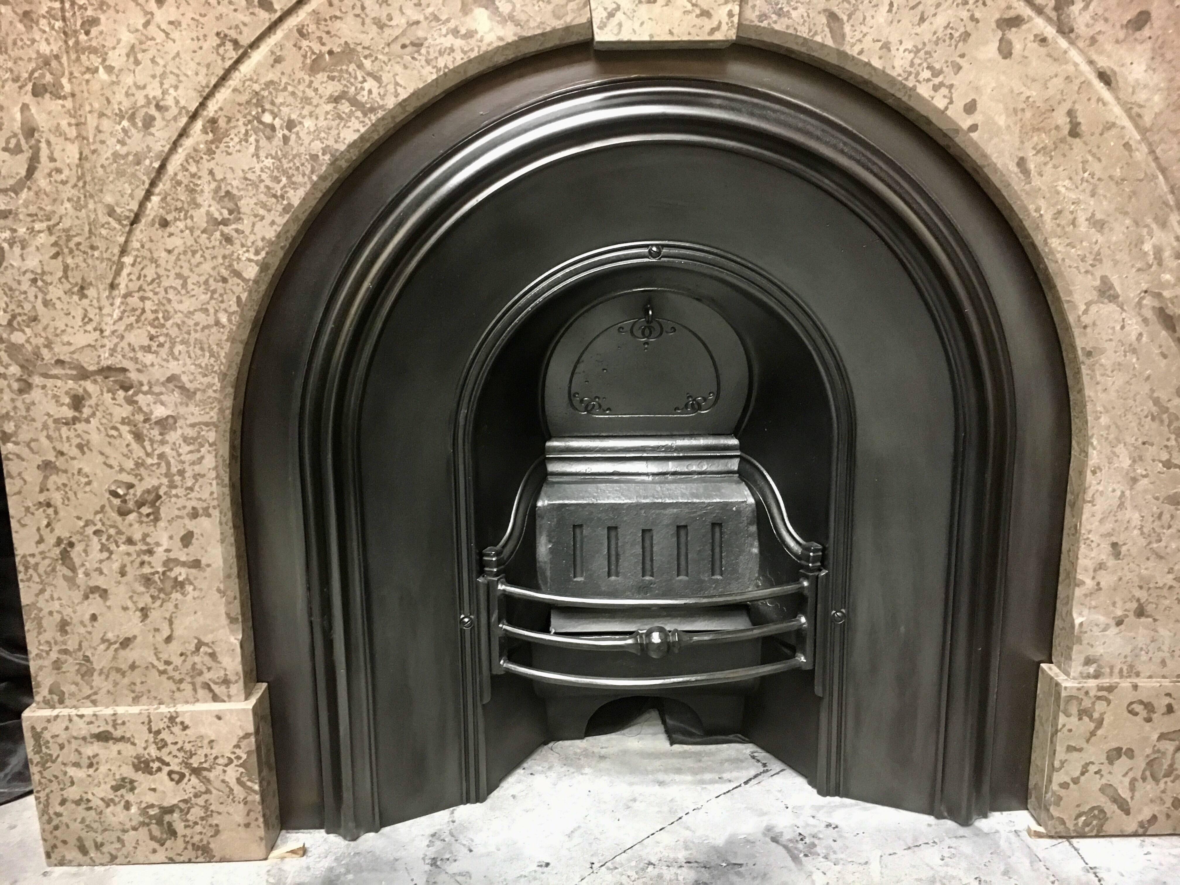 Antique Late Victorian Arched Marble Fireplace Surround 1