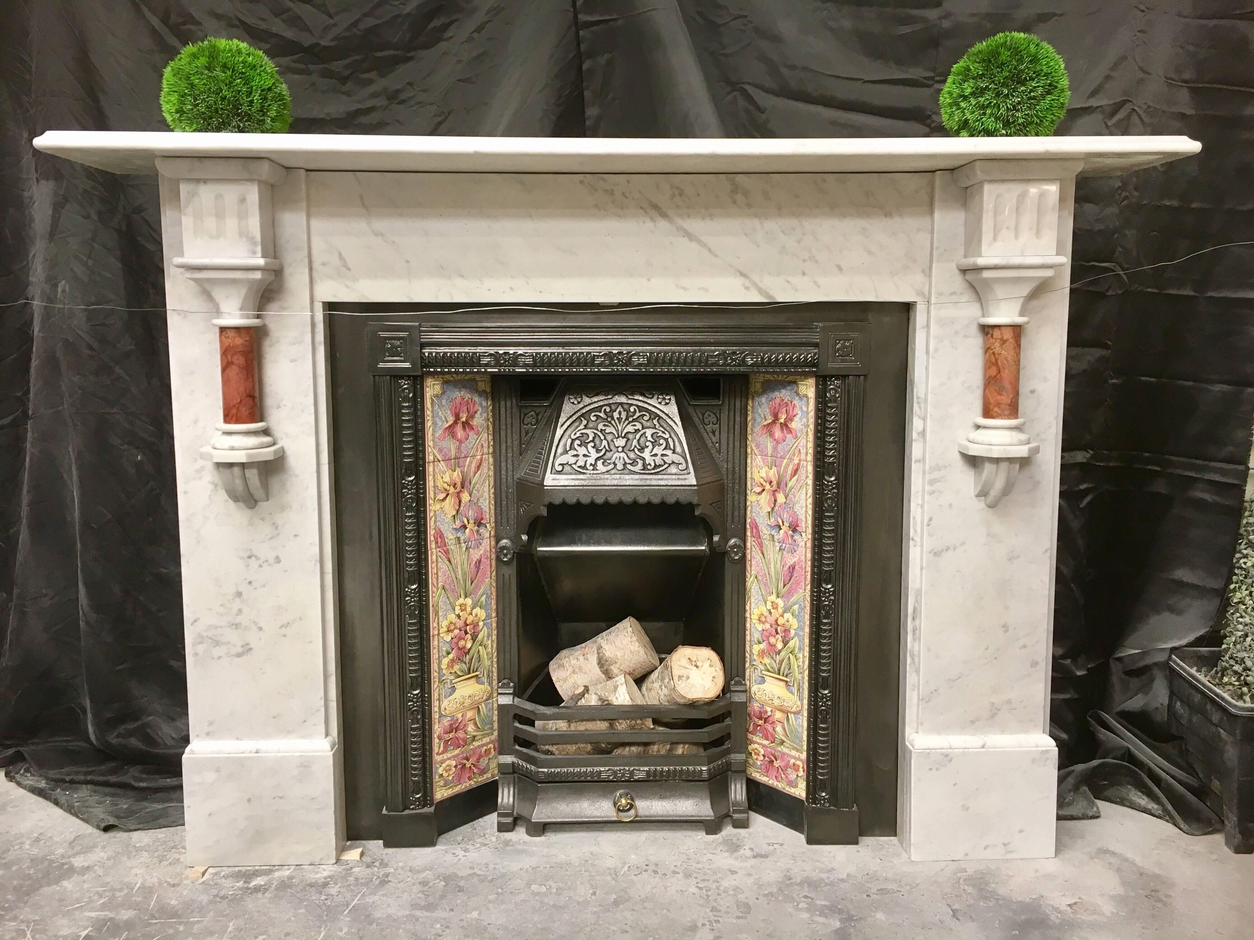 Carrara Marble Antique Victorian Marble Fireplace Surround For Sale