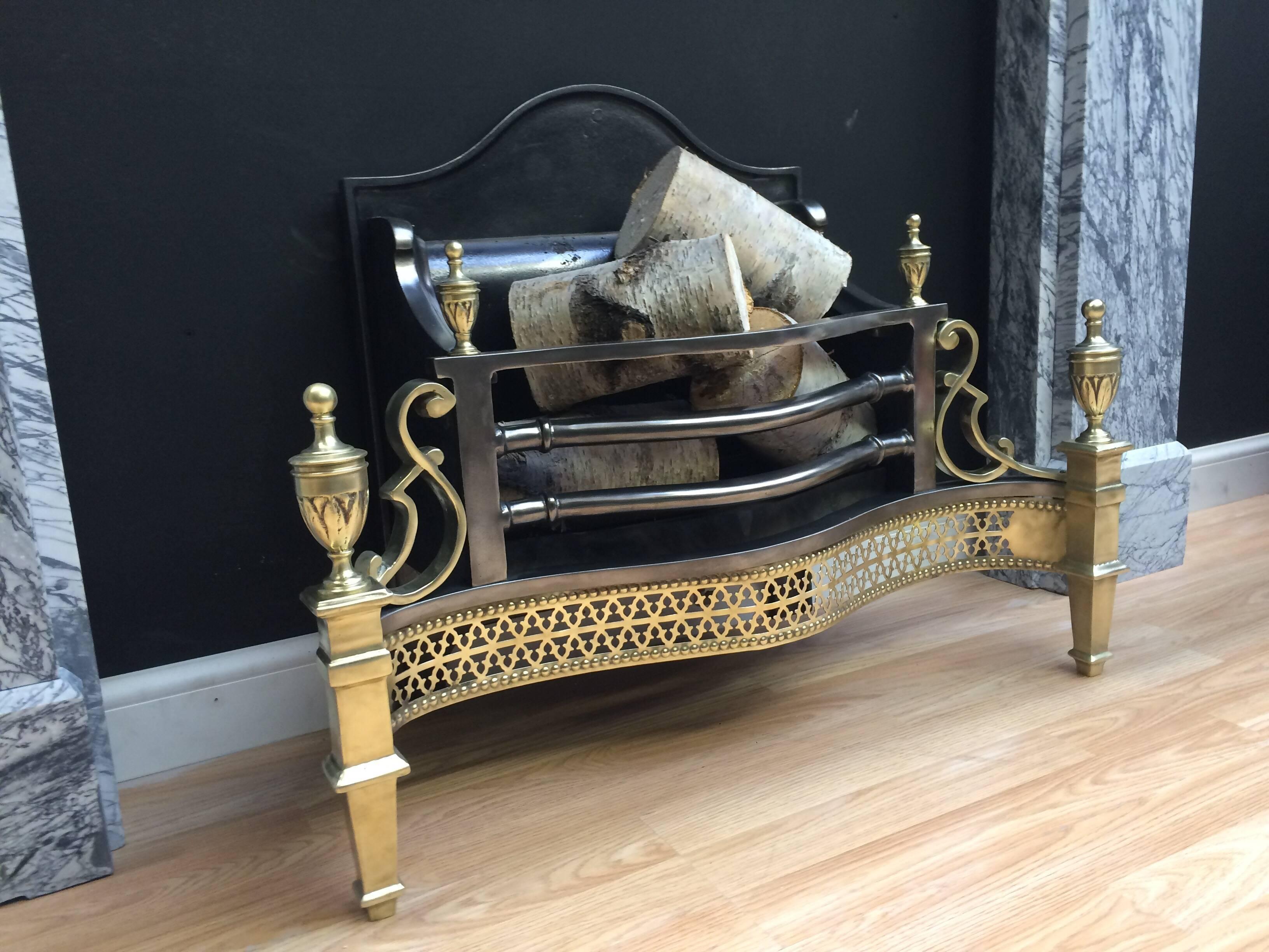 English Antique Reproduction Brass Fire Basket