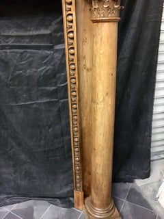 Antique Neoclassical Pine and Lime Wood Georgian Style Fireplace Surround
