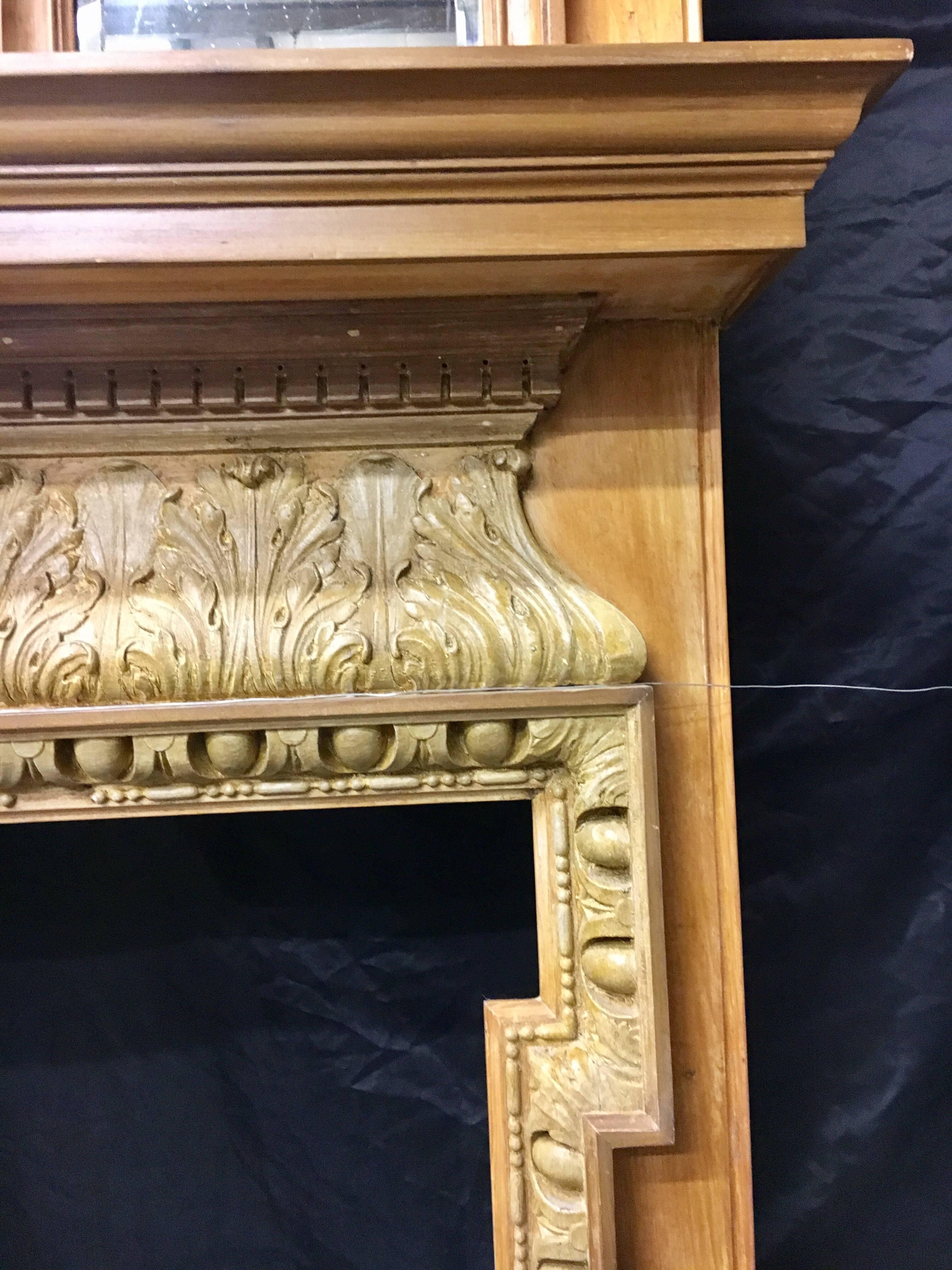 victorian era antique fireplace mantel with mirror
