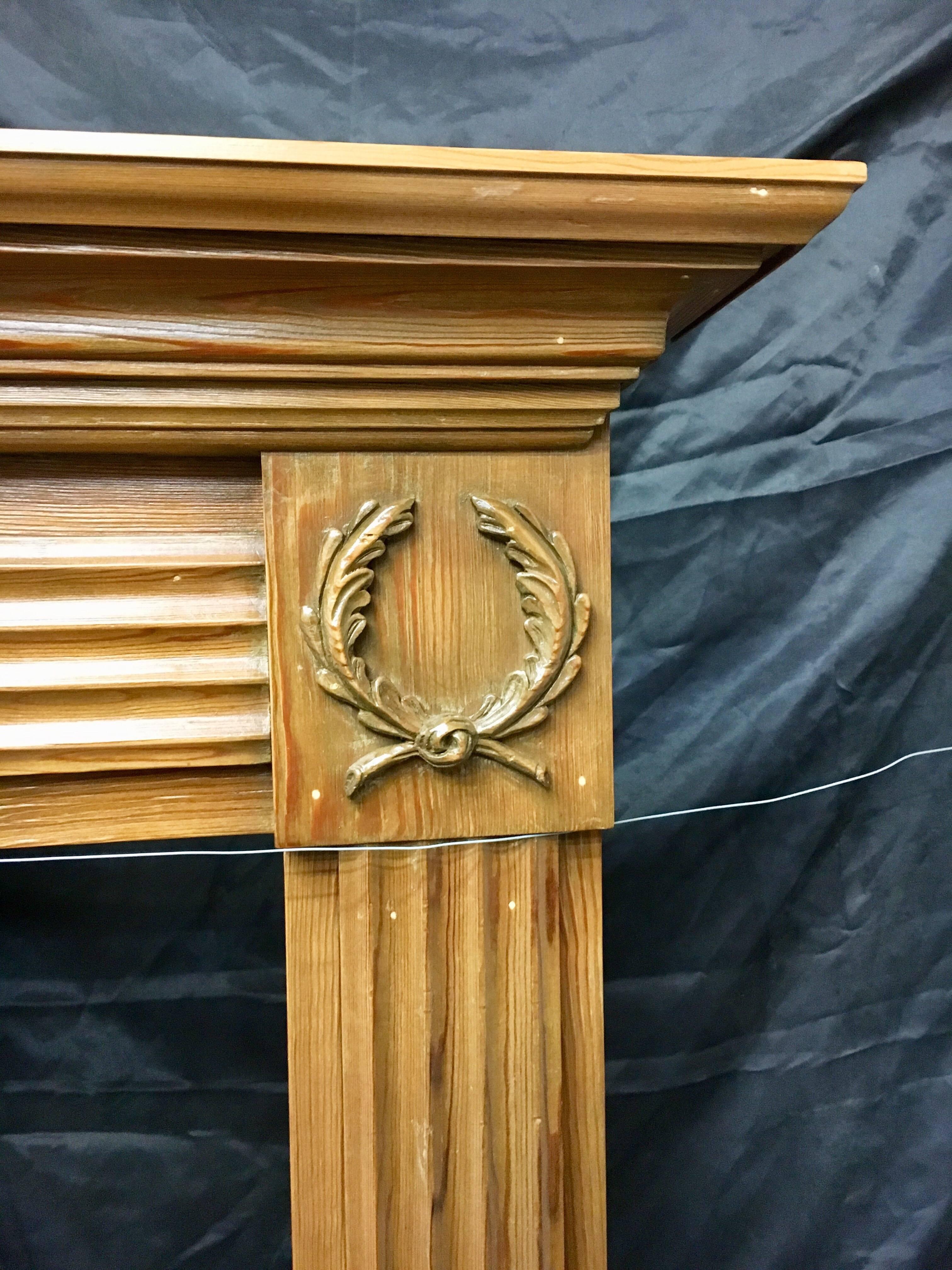 Aged Georgian Style Carved Pine Fireplace Surround. In Good Condition For Sale In Edinburgh, GB