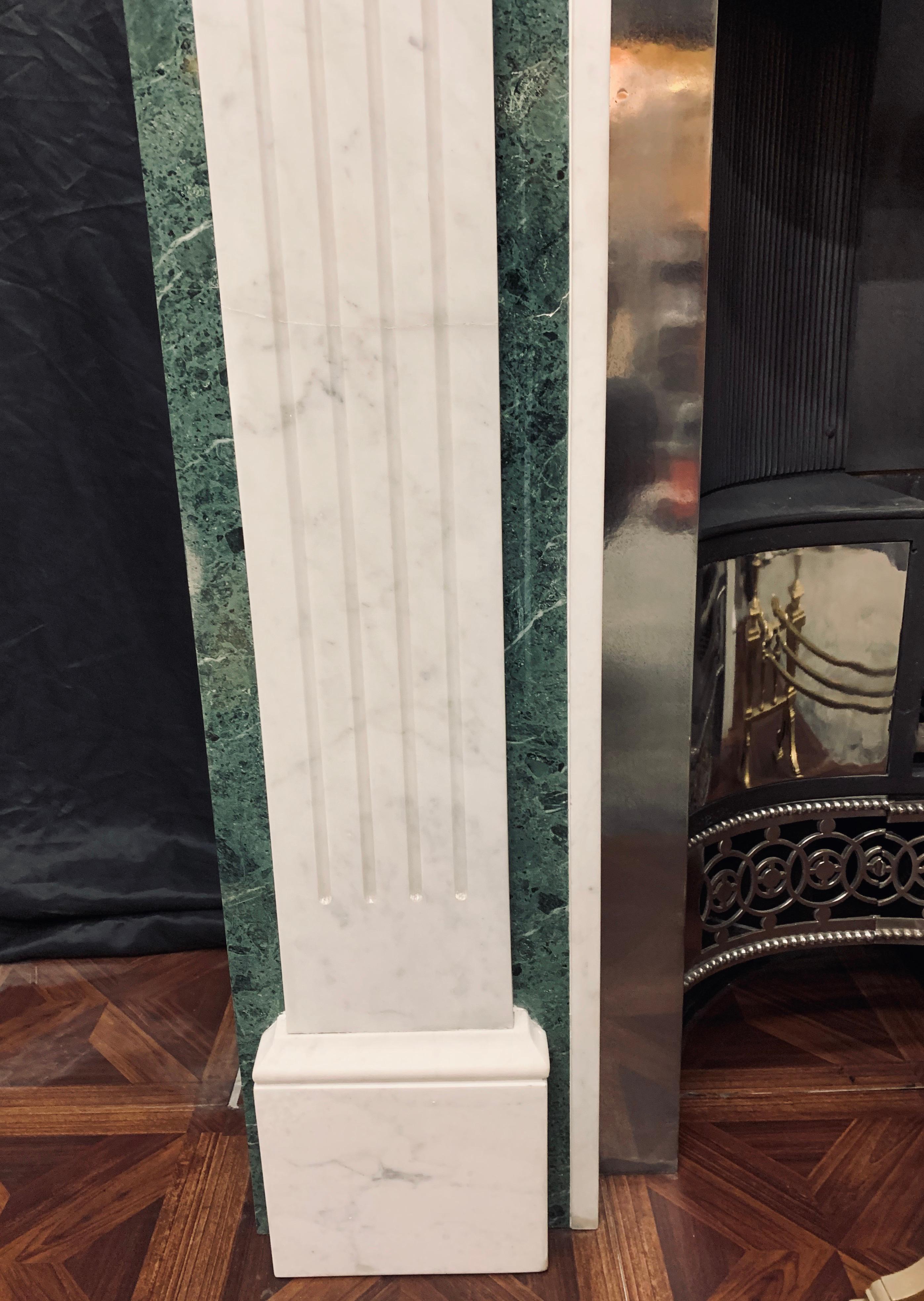 Antique Edwardian George III Style Carrara & Green Marble Fireplace Surround In Good Condition In Edinburgh, GB