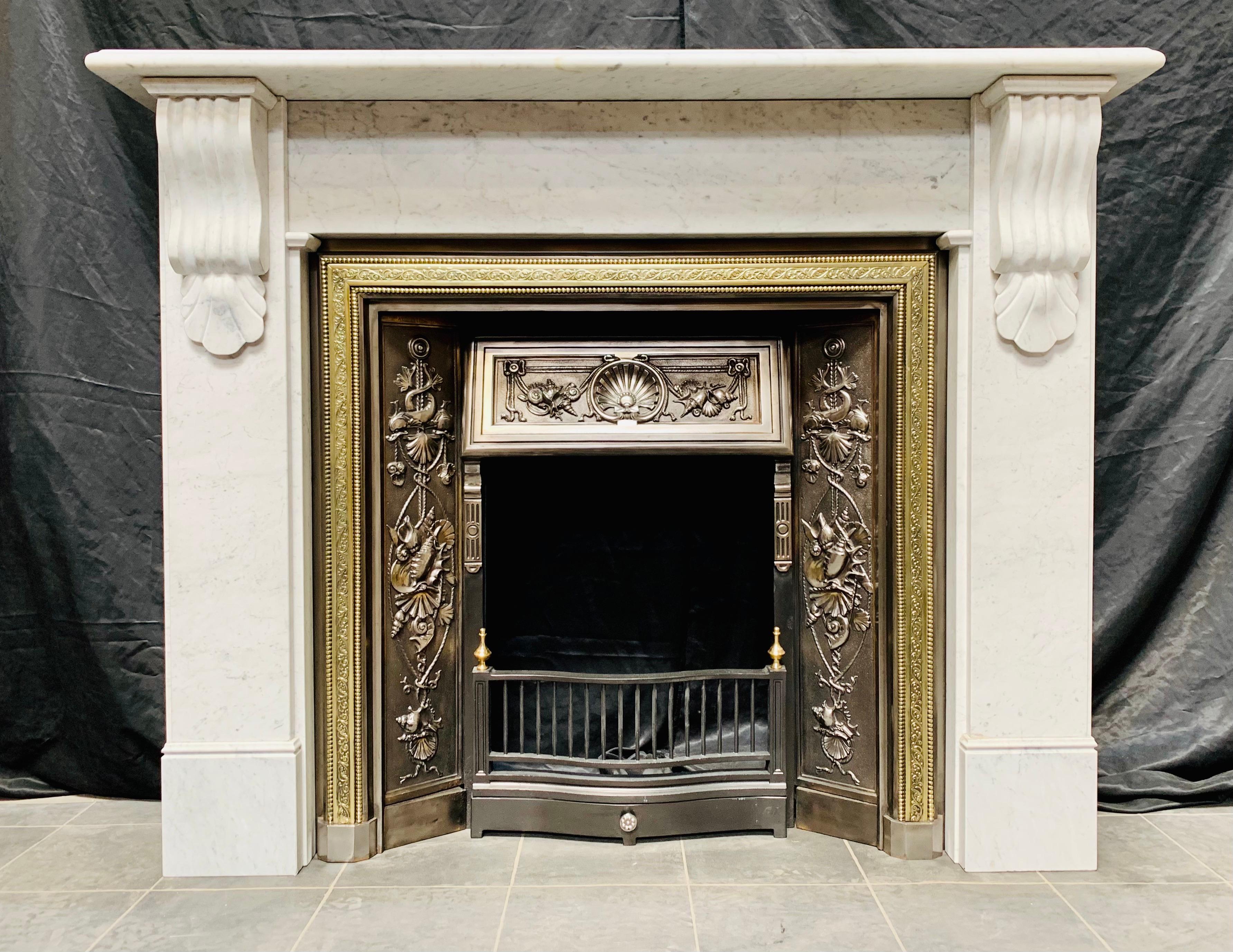 19th Century Victorian Scottish Brass and Polished Cast Iron Fireplace Insert 10