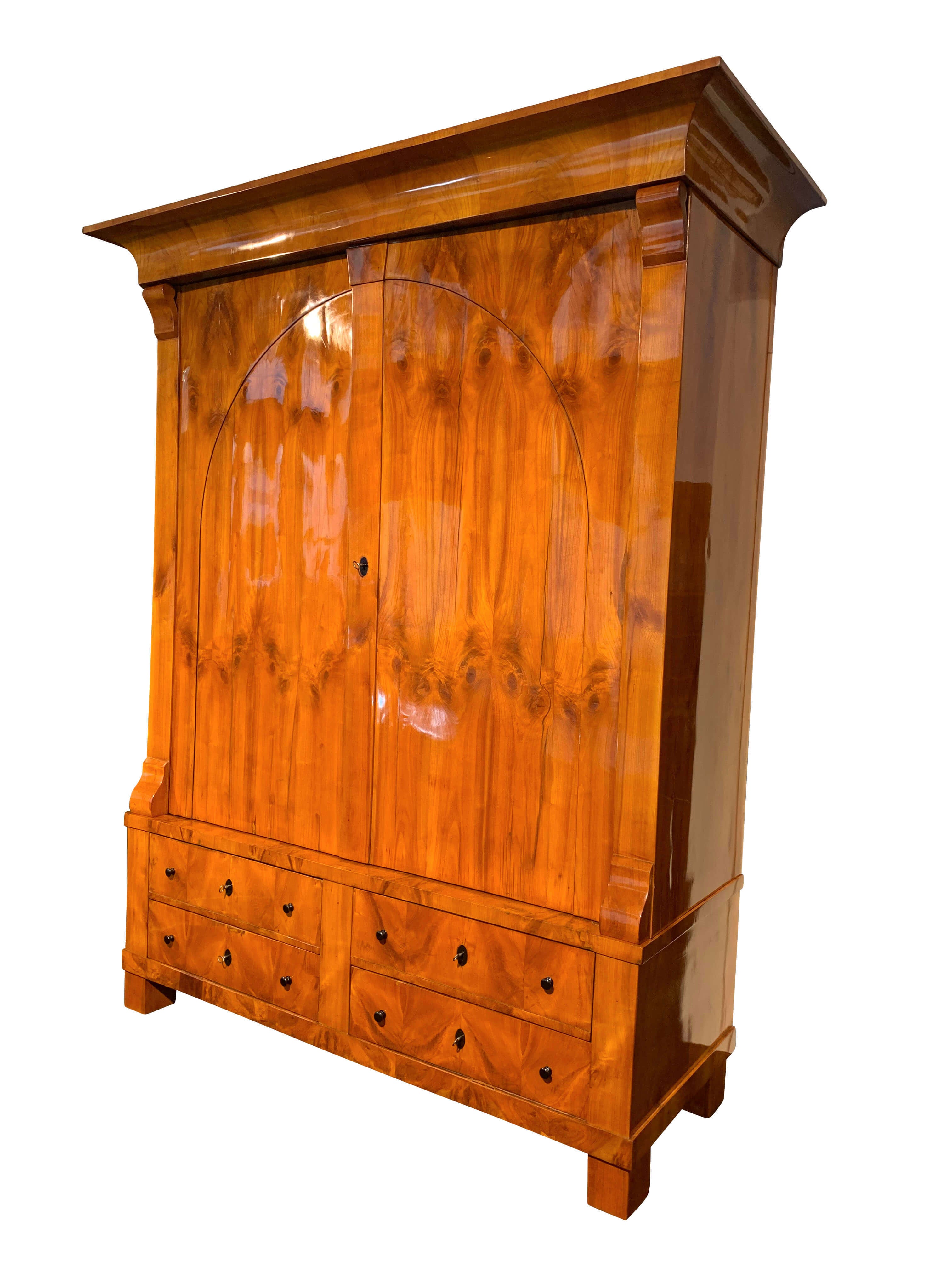 Large Biedermeier Armoire Cherry Veneer Rhineland Germany