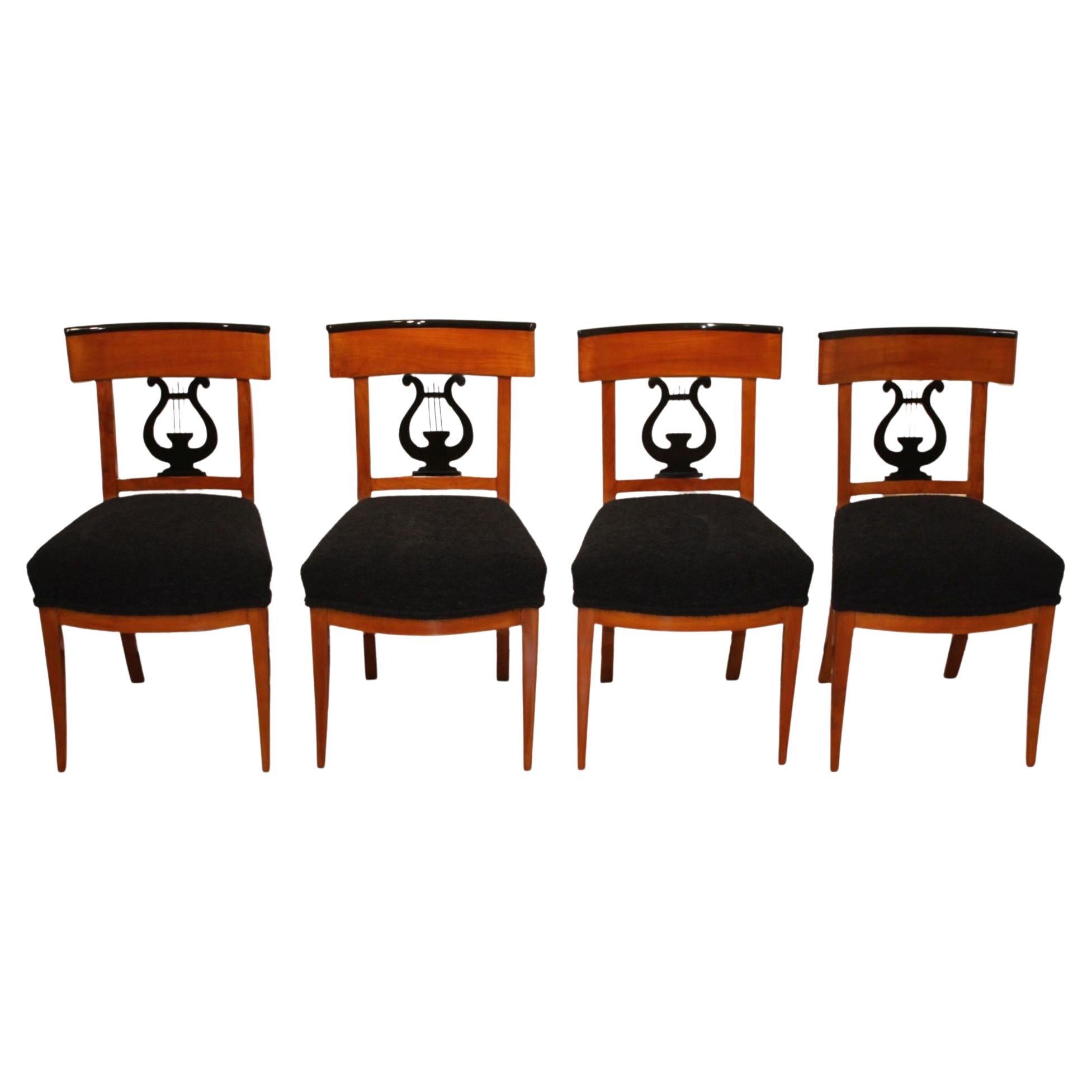 Set of Four Biedermeier Chairs, Cherry Wood, South Germany circa 1830