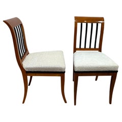 Antique Pair of Biedermeier Side Chairs, Solid Walnut, Franconia, Germany, circa 1825