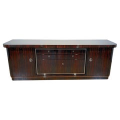 Large Art Deco Sideboard, Macassar Ebony, Maple, Chrome, France circa 1930