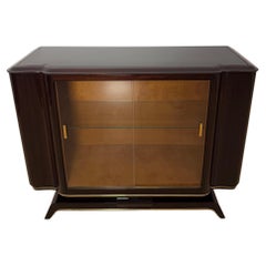 Art Deco Vitrine Sideboard, Makassar Ebenholz, Ahorn, Messing, Glas, Paris um 193