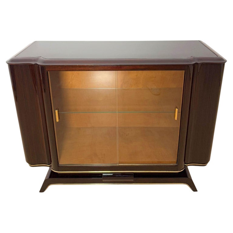 Art Deco Display Cabinet, Lacquered Macassar, Maple, Brass, Paris circa 1930 For Sale at 1stDibs
