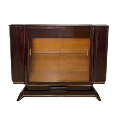 Art-Déco-Vitrine, lackiertes Makassar-Holz, Ahorn, Messing, Paris, um 1930