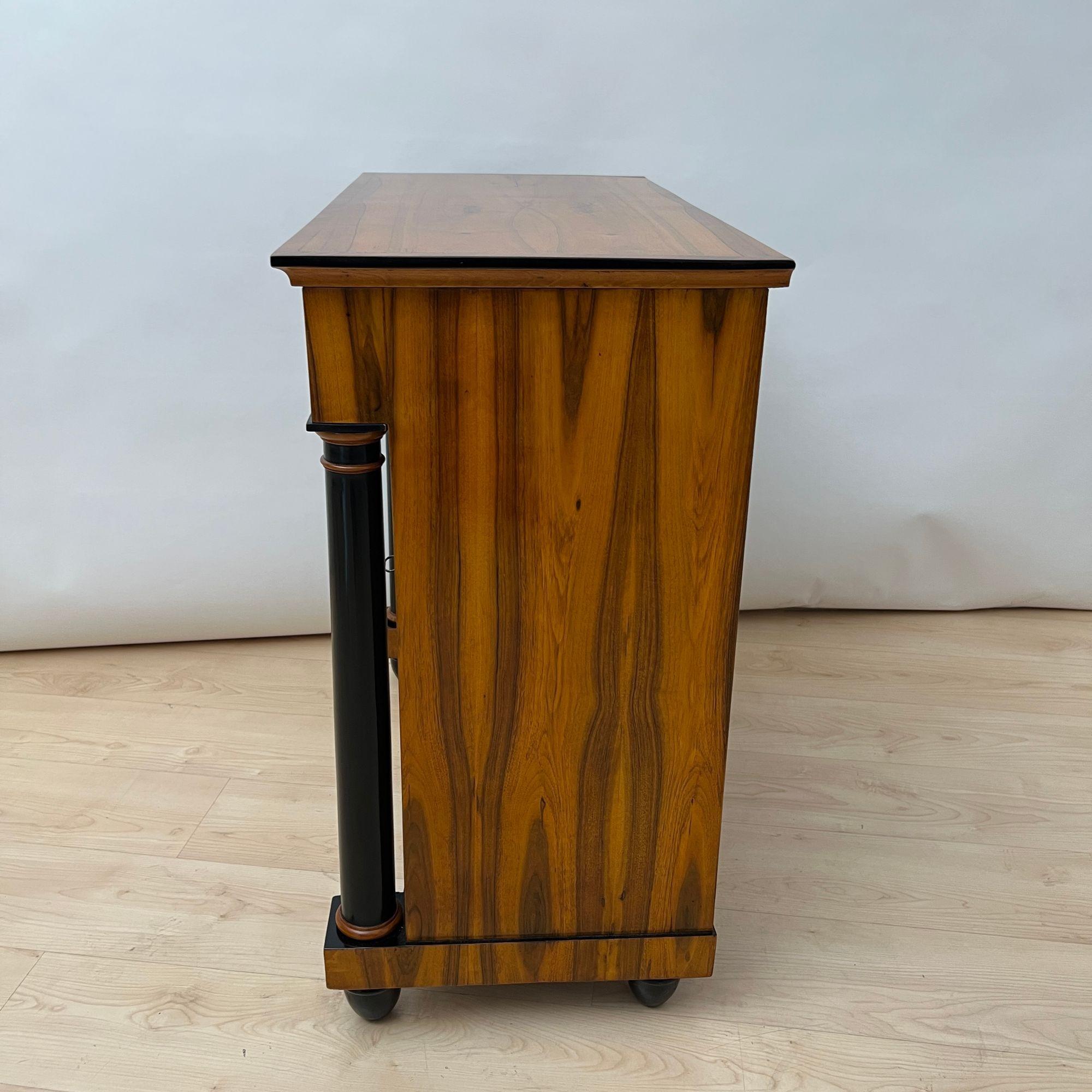 Iron Biedermeier Half-Cabinet, Walnut Veneer, Ebonized, South Germany circa 1825 For Sale
