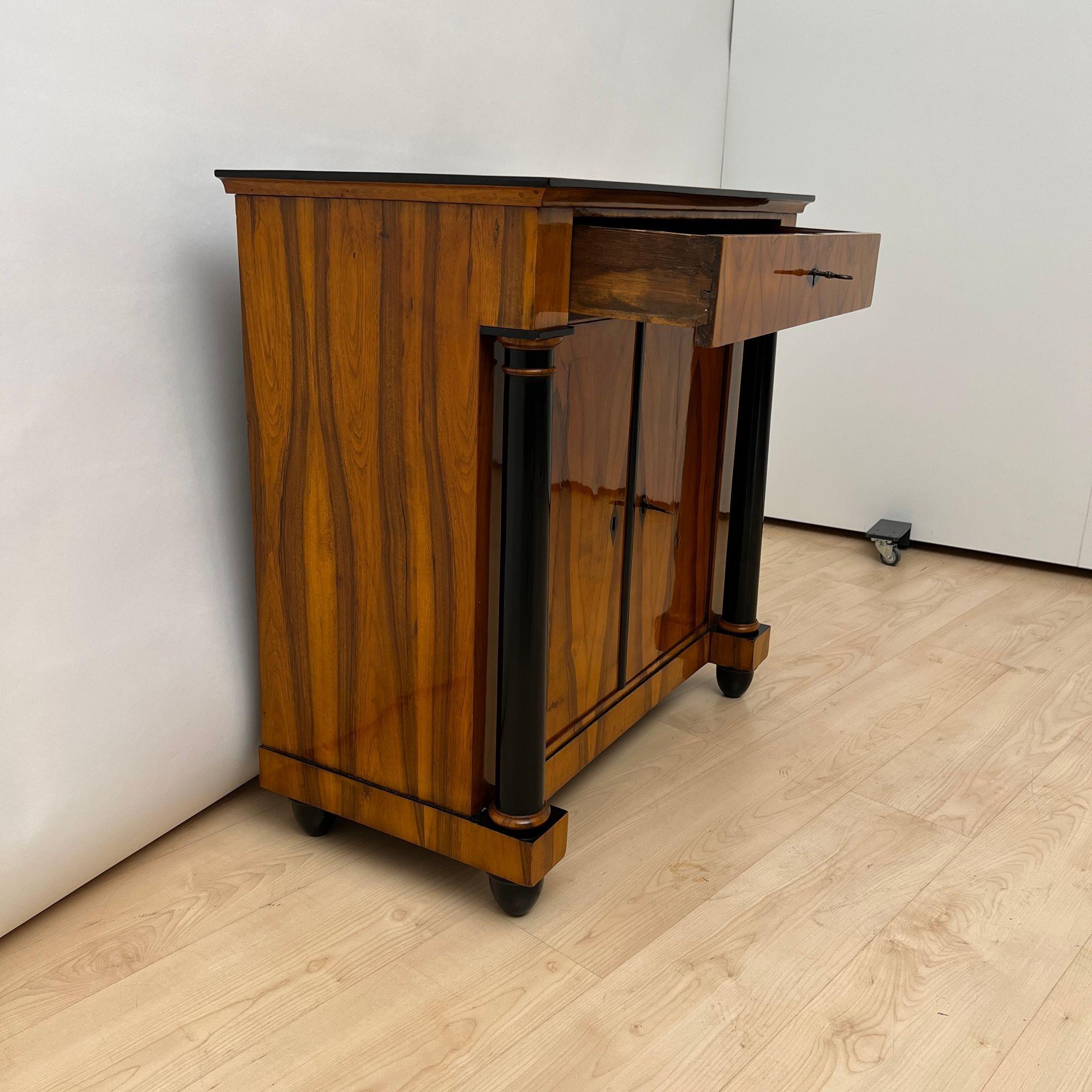 Biedermeier Half-Cabinet, Walnut Veneer, Ebonized, South Germany circa 1825 For Sale 9