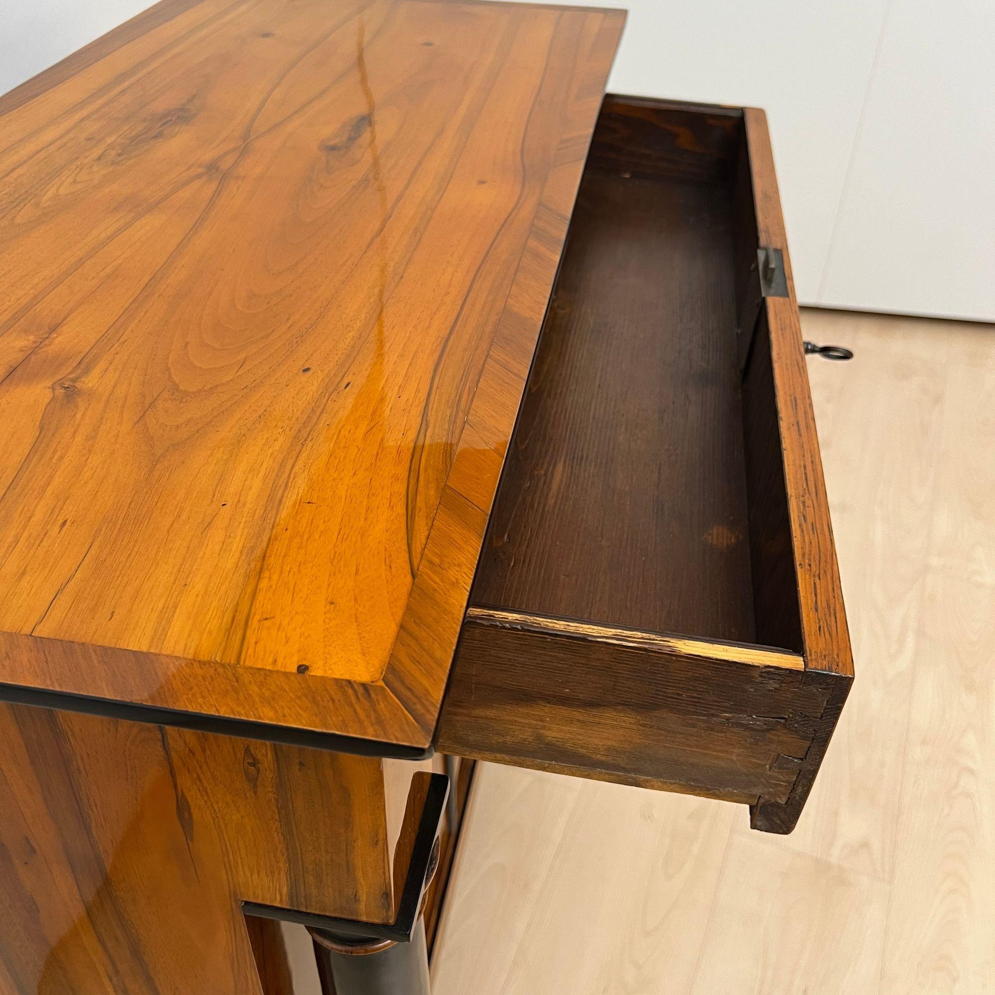 Biedermeier Half-Cabinet, Walnut Veneer, Ebonized, South Germany circa 1825 For Sale 10