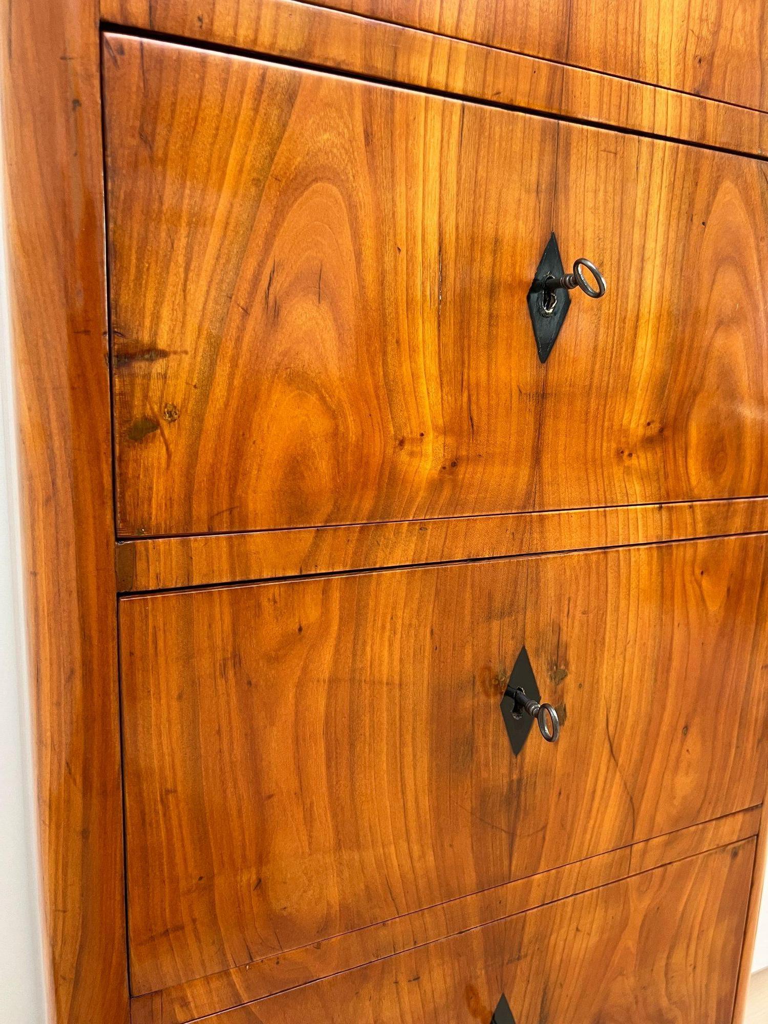 Five Drawer Biedermeier Chiffonier, Cherry Veneer, South Germany circa 1820 For Sale 8