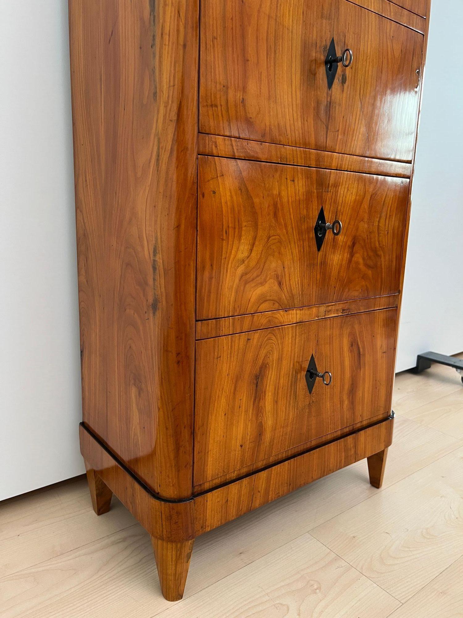 Five Drawer Biedermeier Chiffonier, Cherry Veneer, South Germany circa 1820 For Sale 9