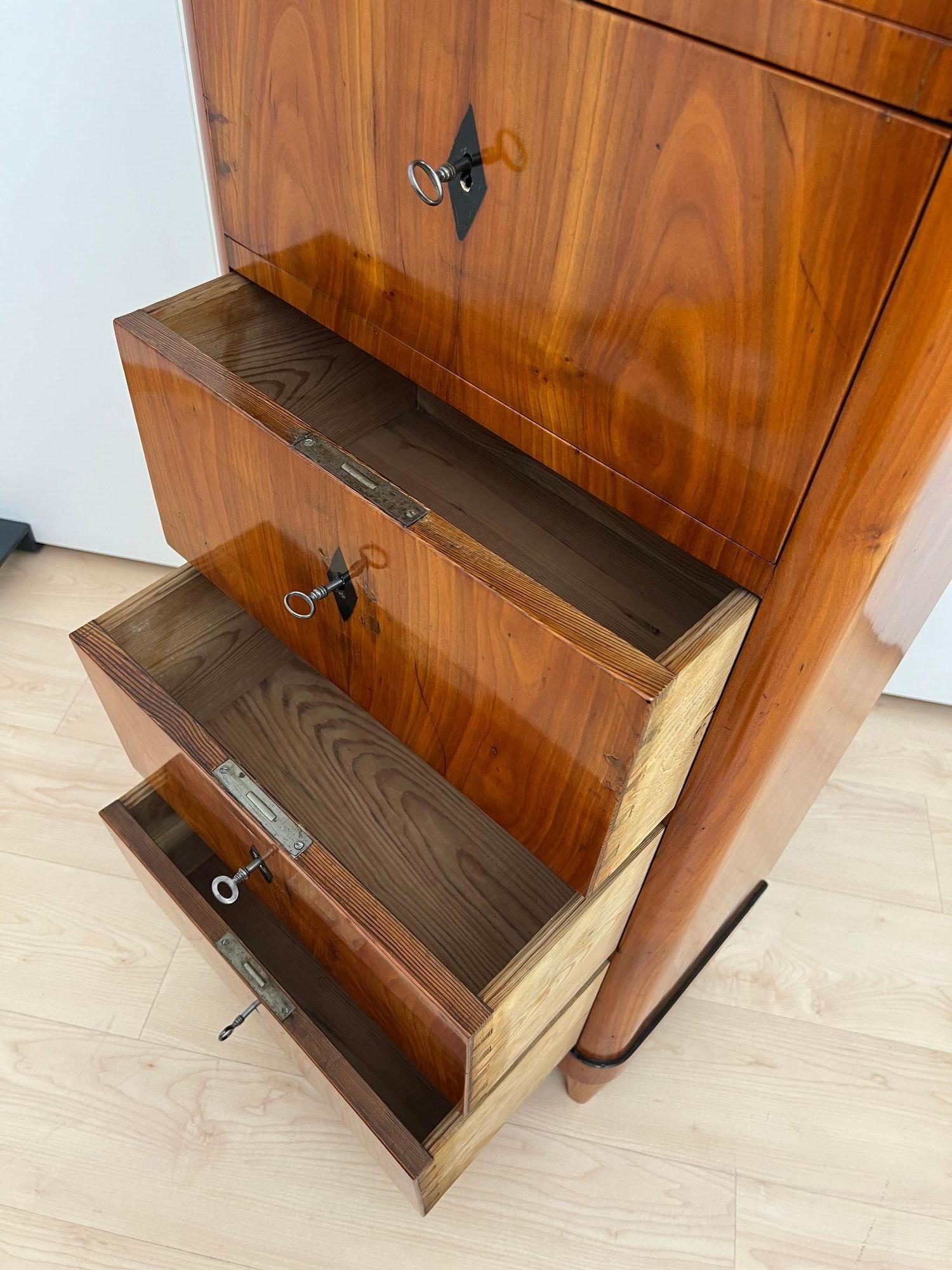 Five Drawer Biedermeier Chiffonier, Cherry Veneer, South Germany circa 1820 For Sale 1