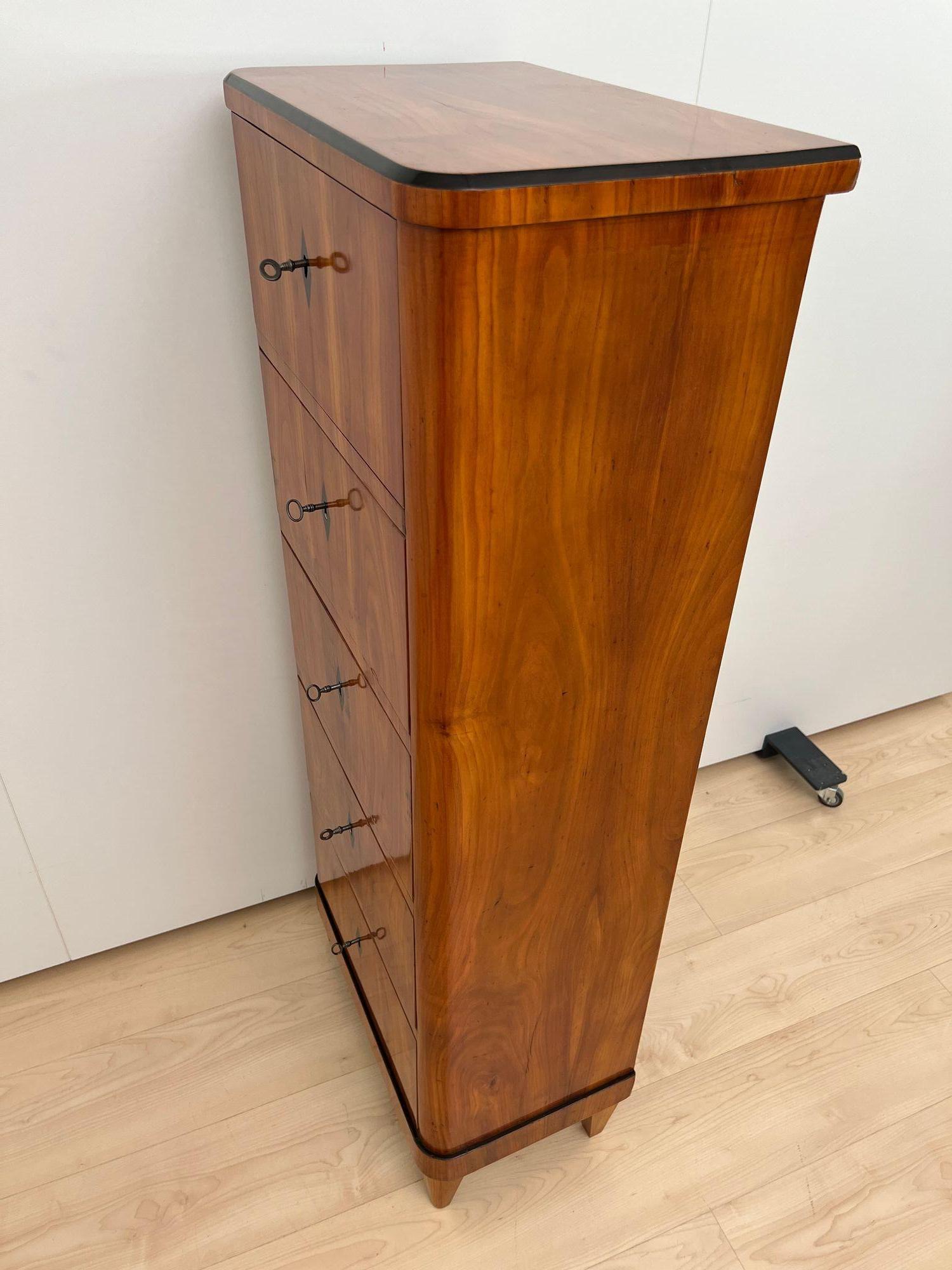 Five Drawer Biedermeier Chiffonier, Cherry Veneer, South Germany circa 1820 For Sale 4