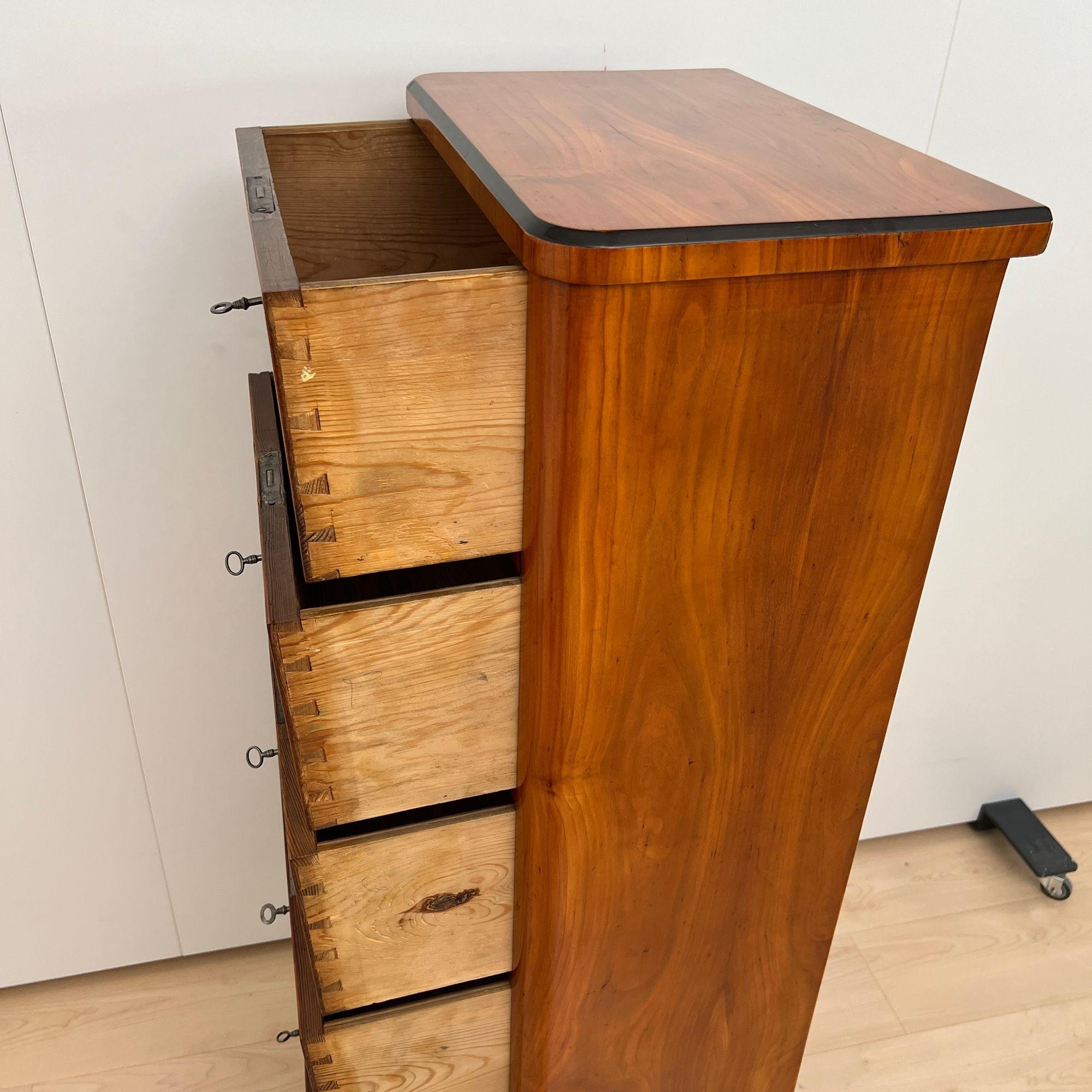Iron Five Drawer Biedermeier Chiffonier, Cherry Veneer, South Germany circa 1820 For Sale