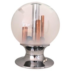 Space Age Table Lamp by Selenova, Glass, Chrome, Copper, Italy, 1970s