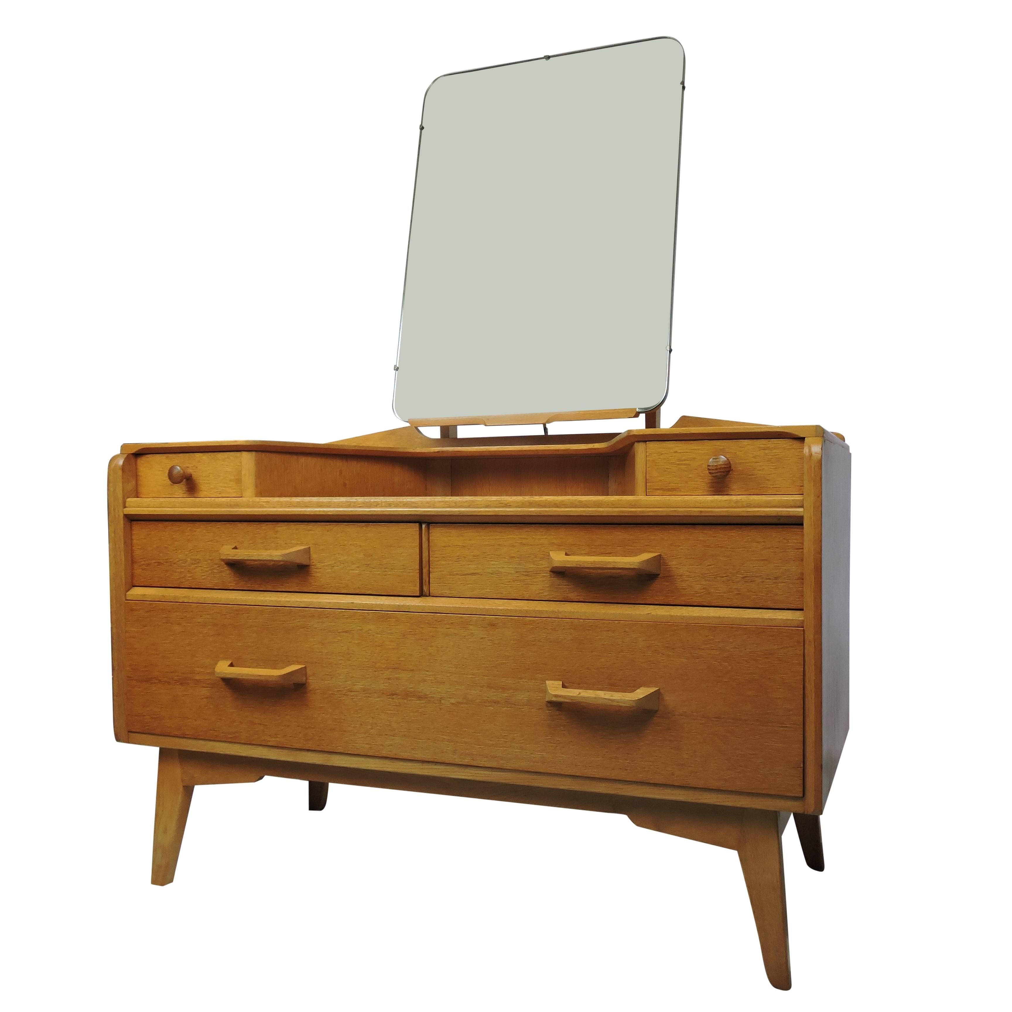 Mid-Century Modern G-Plan Furniture Midcentury Oak British Dressing Table with Mirror, 1960s
