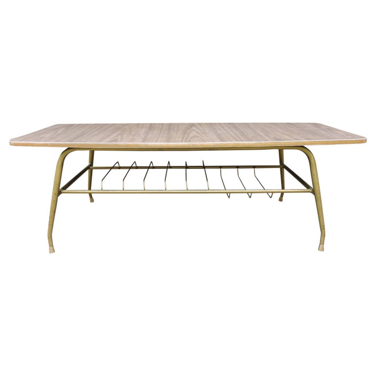 Vintage Teak Formica And Metal Coffee Table With Rack Vintage Teak Formica And Metal Coffee Table With Rack 1960s For