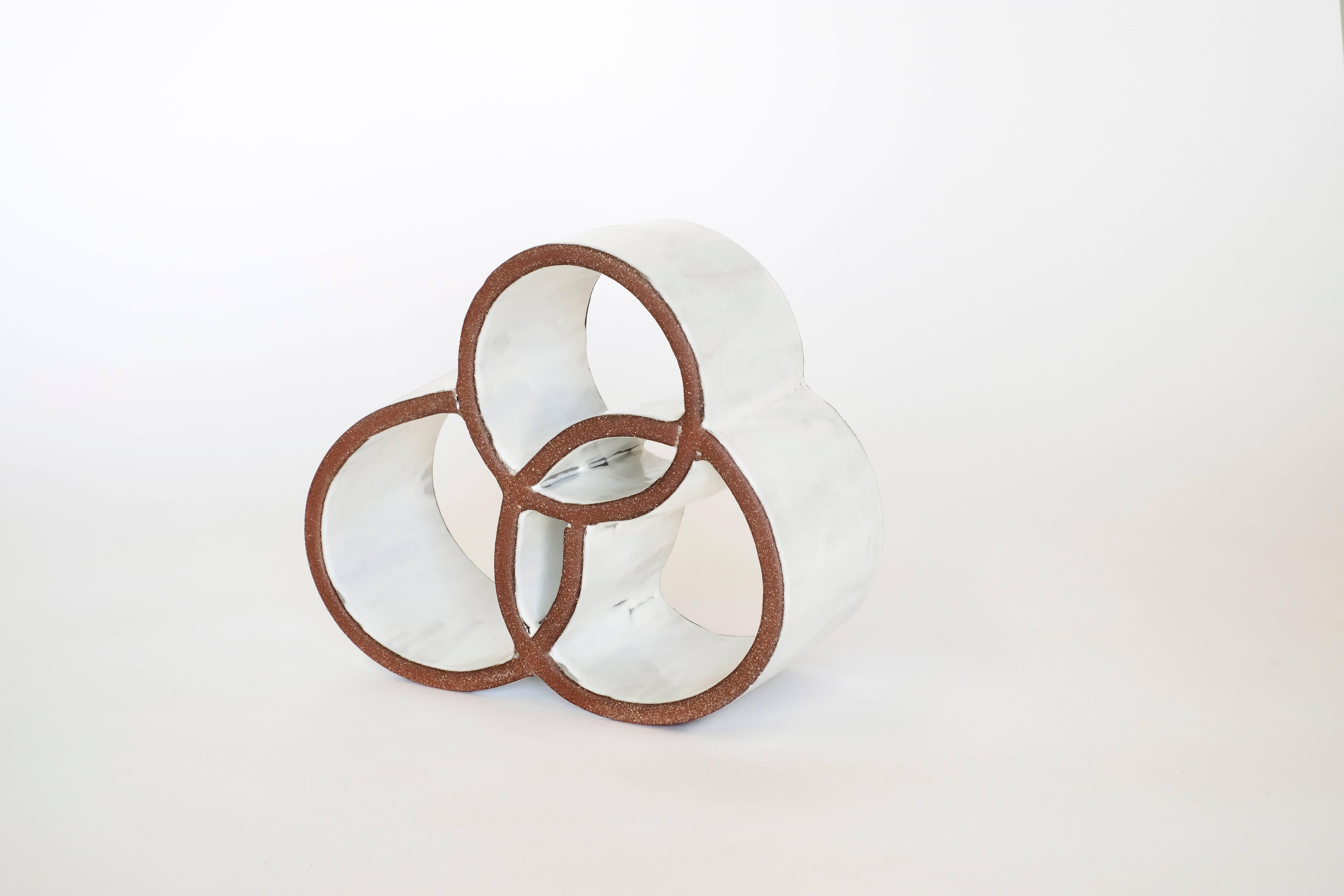 Brutalist White Circle Ceramic Sculpture by Ben Medansky For Sale